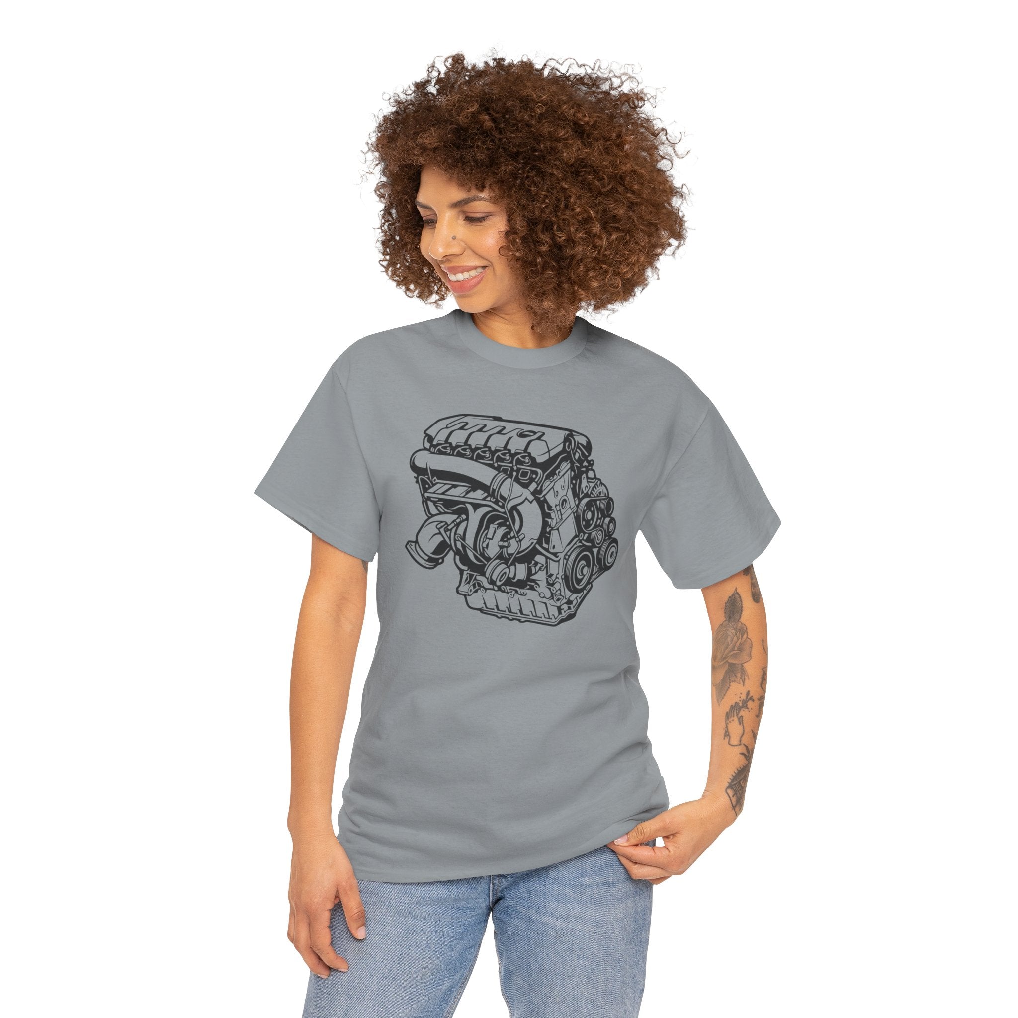 Unisex Heavy Cotton Tee — Engine Illustration (DAZA)