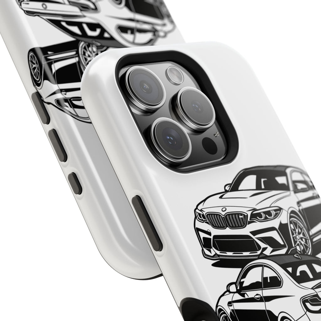 Magnetic Impact-Resistant Phone Case — Black/White Sports Coupe