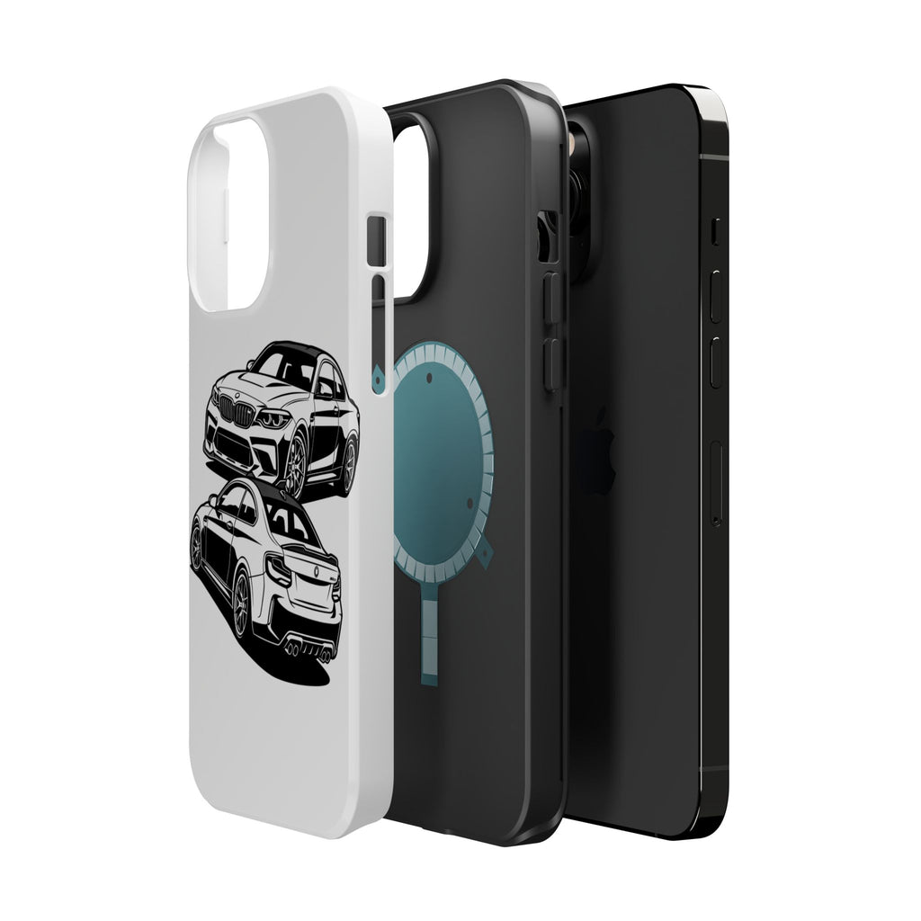 Magnetic Impact-Resistant Phone Case — Black/White Sports Coupe