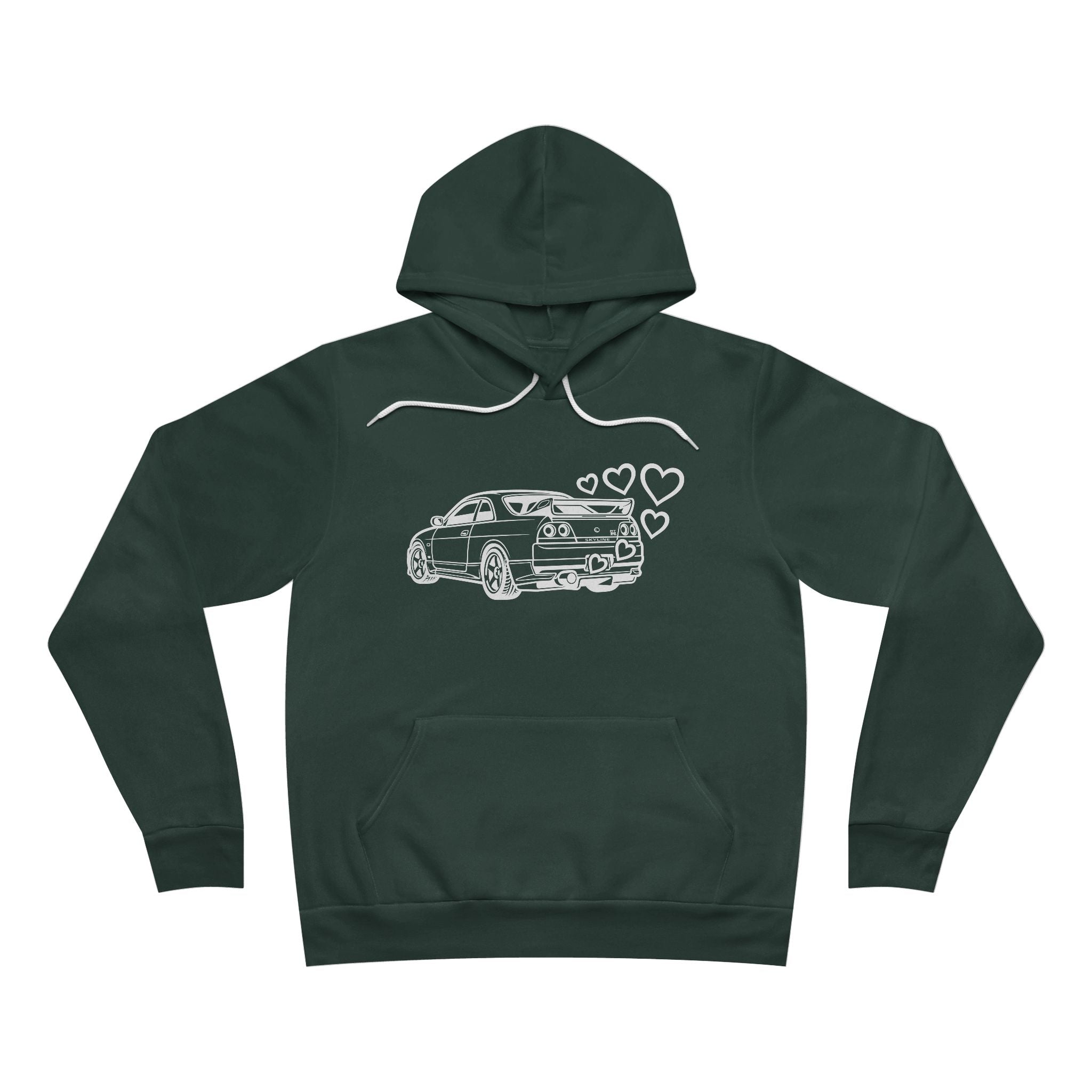 Unisex Sponge Fleece Pullover Hoodie — JDM Car with Hearts