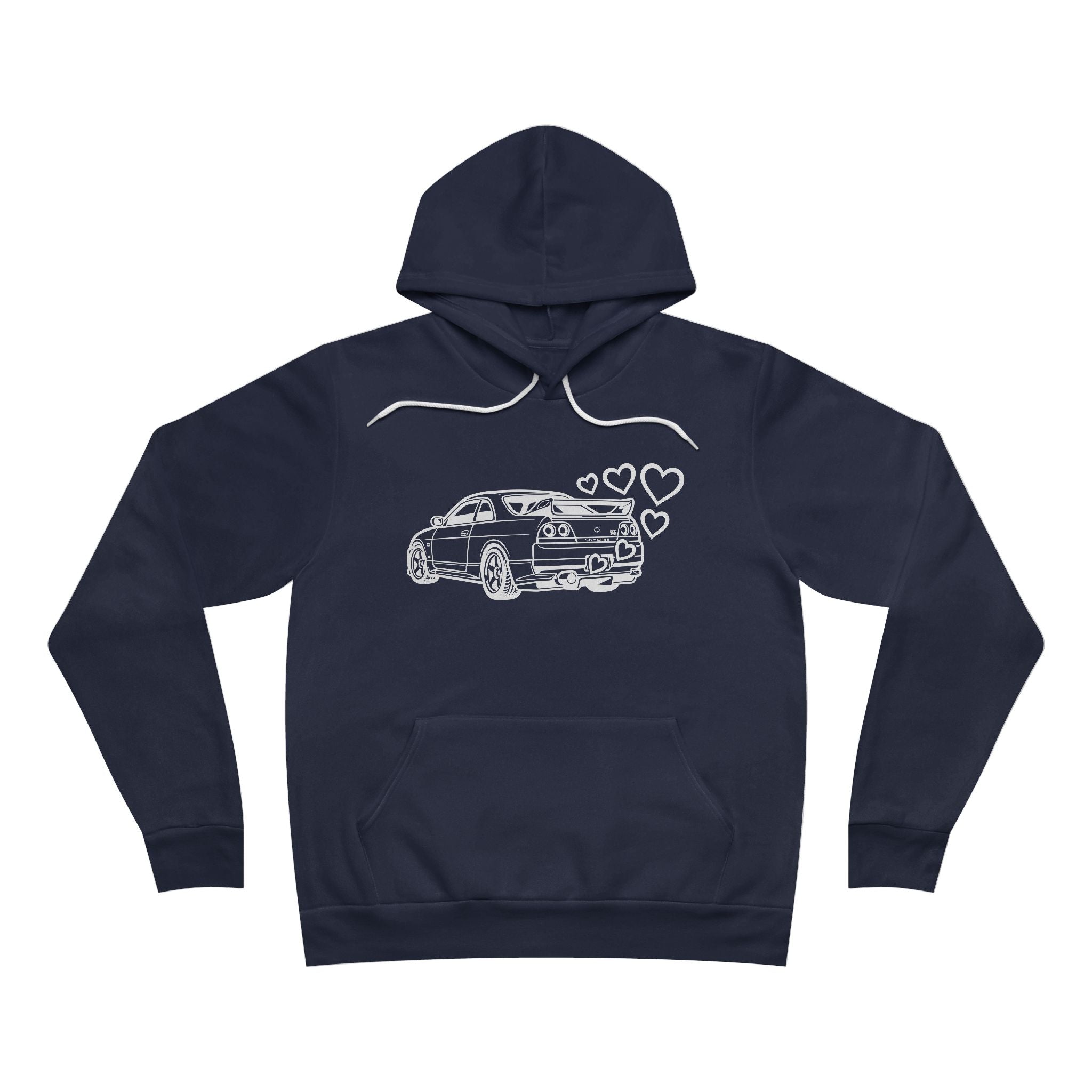 Unisex Sponge Fleece Pullover Hoodie — JDM Car with Hearts