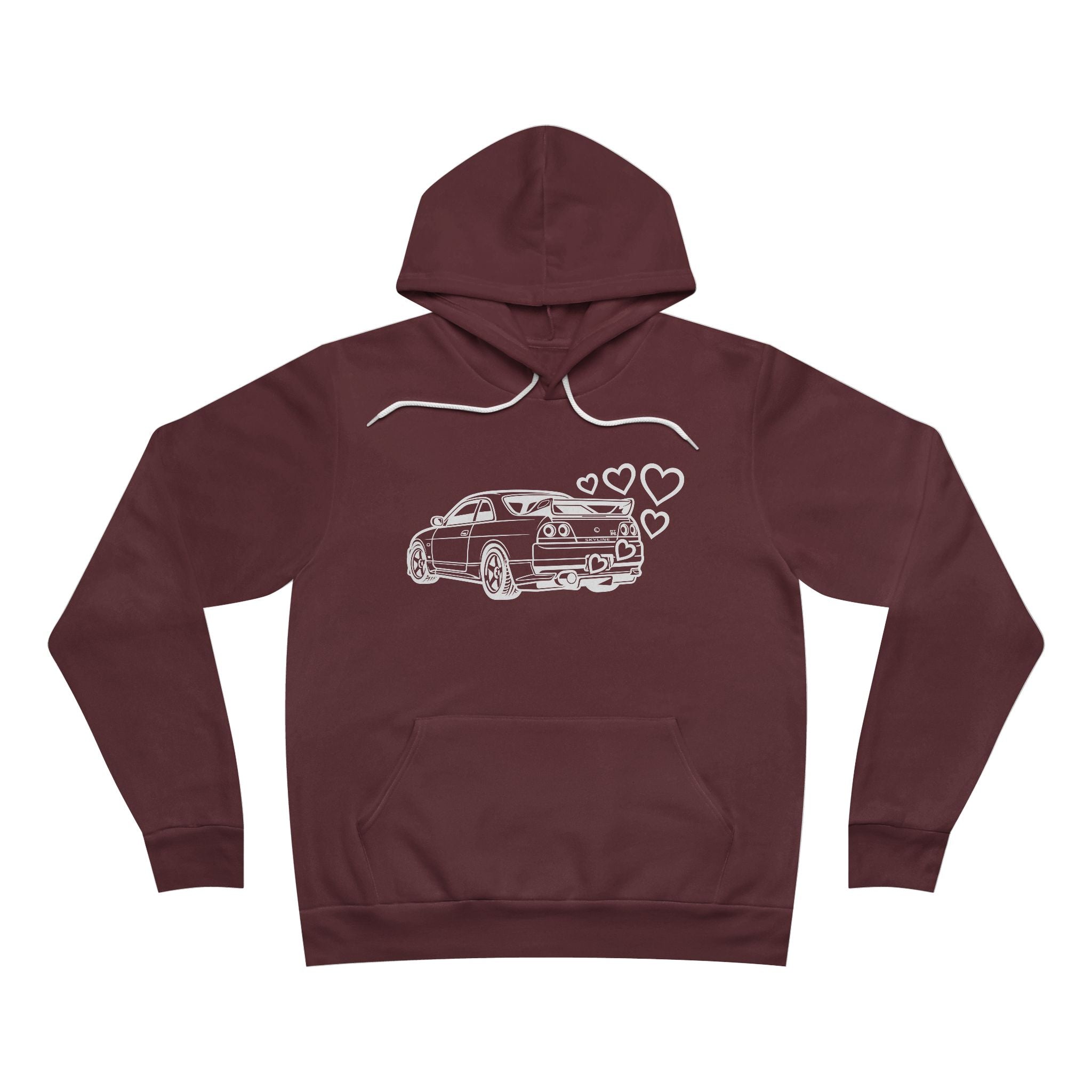 Unisex Sponge Fleece Pullover Hoodie — JDM Car with Hearts