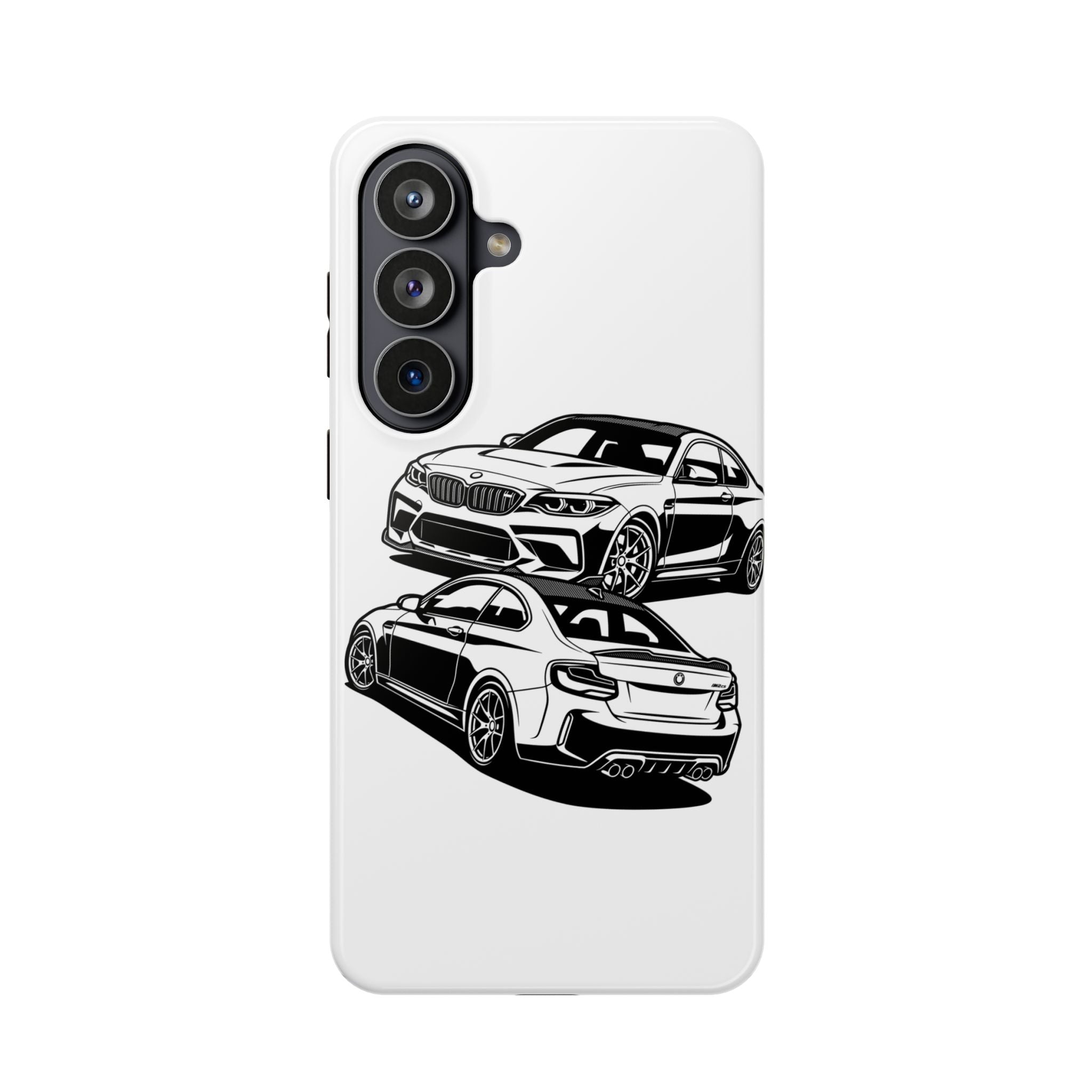 Magnetic Impact-Resistant Phone Case — Black/White Sports Coupe