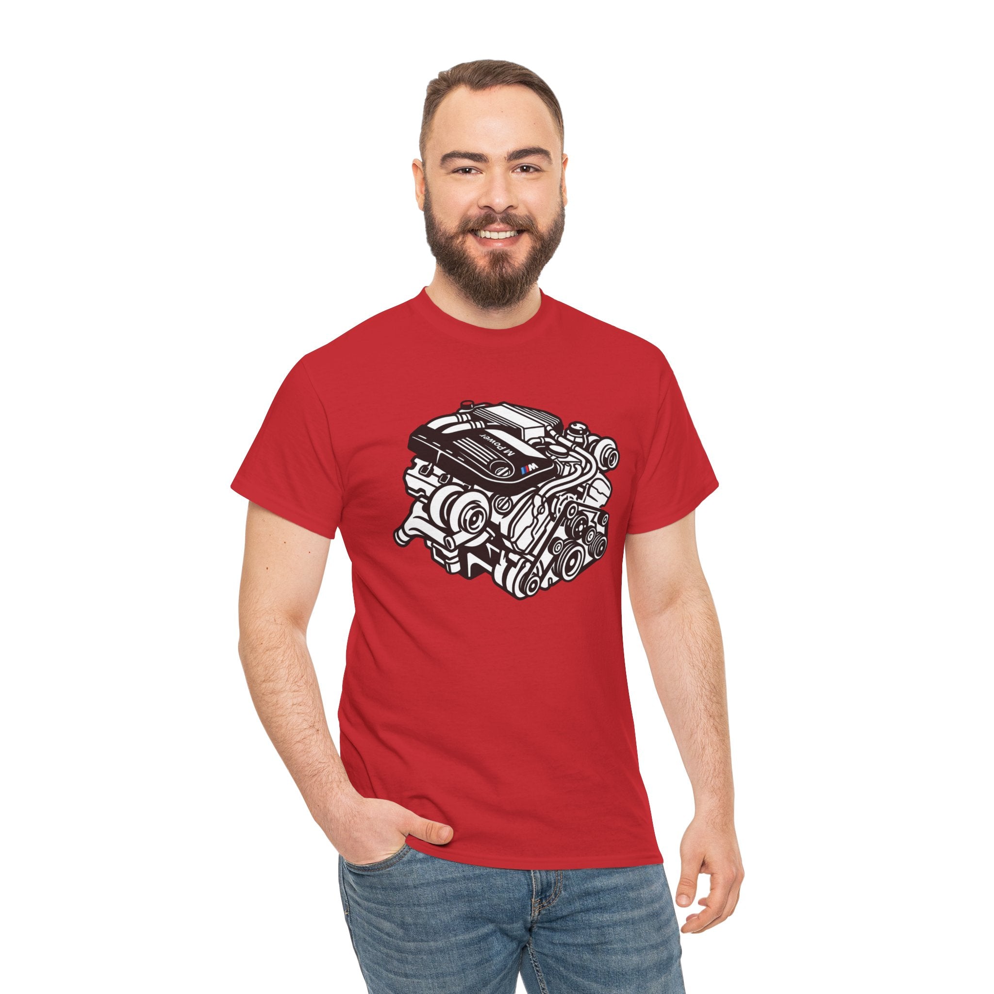 Unisex Heavy Cotton Tee — Engine Illustration (S58)