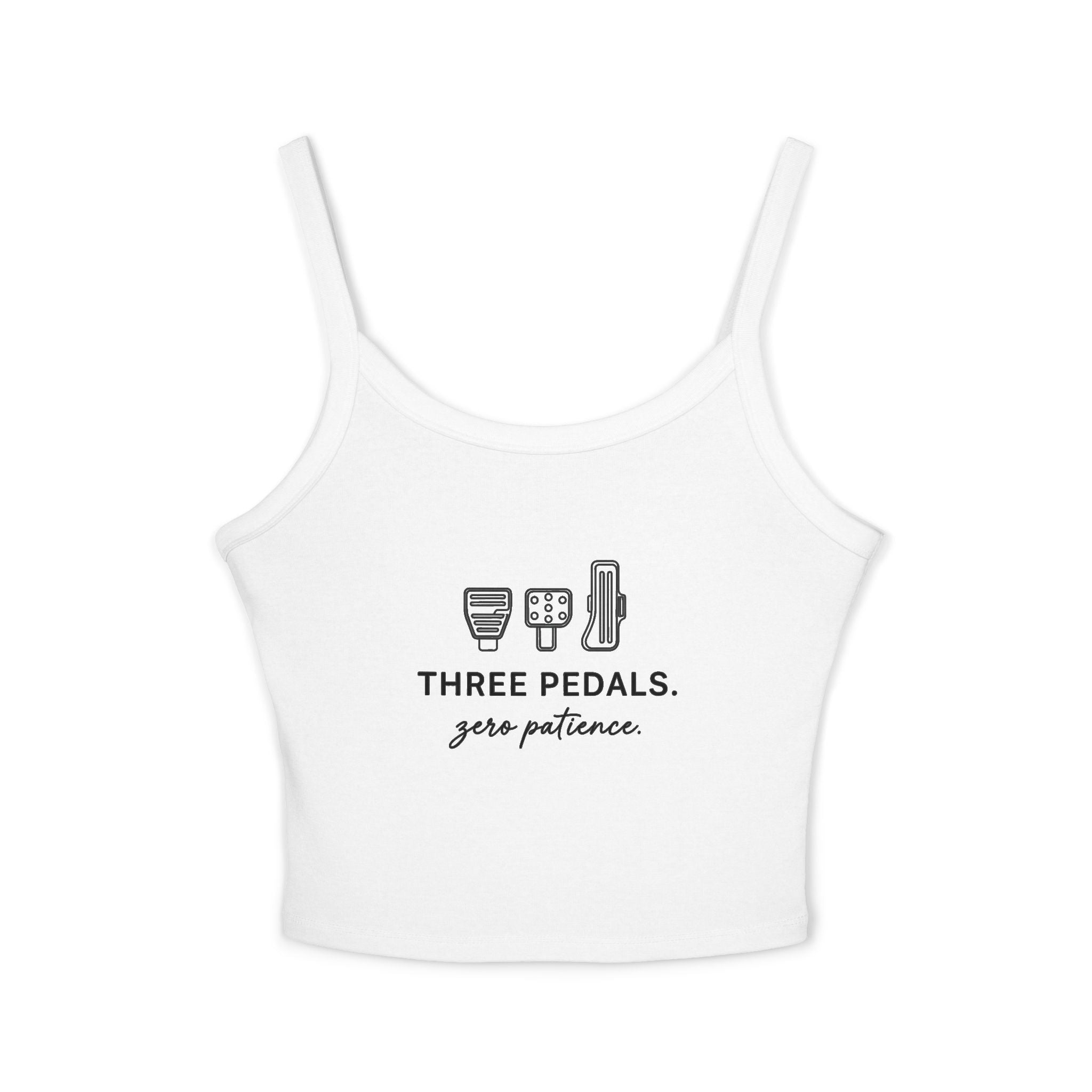 Women's Spaghetti Strap Tank — Three Pedals, Zero Patience