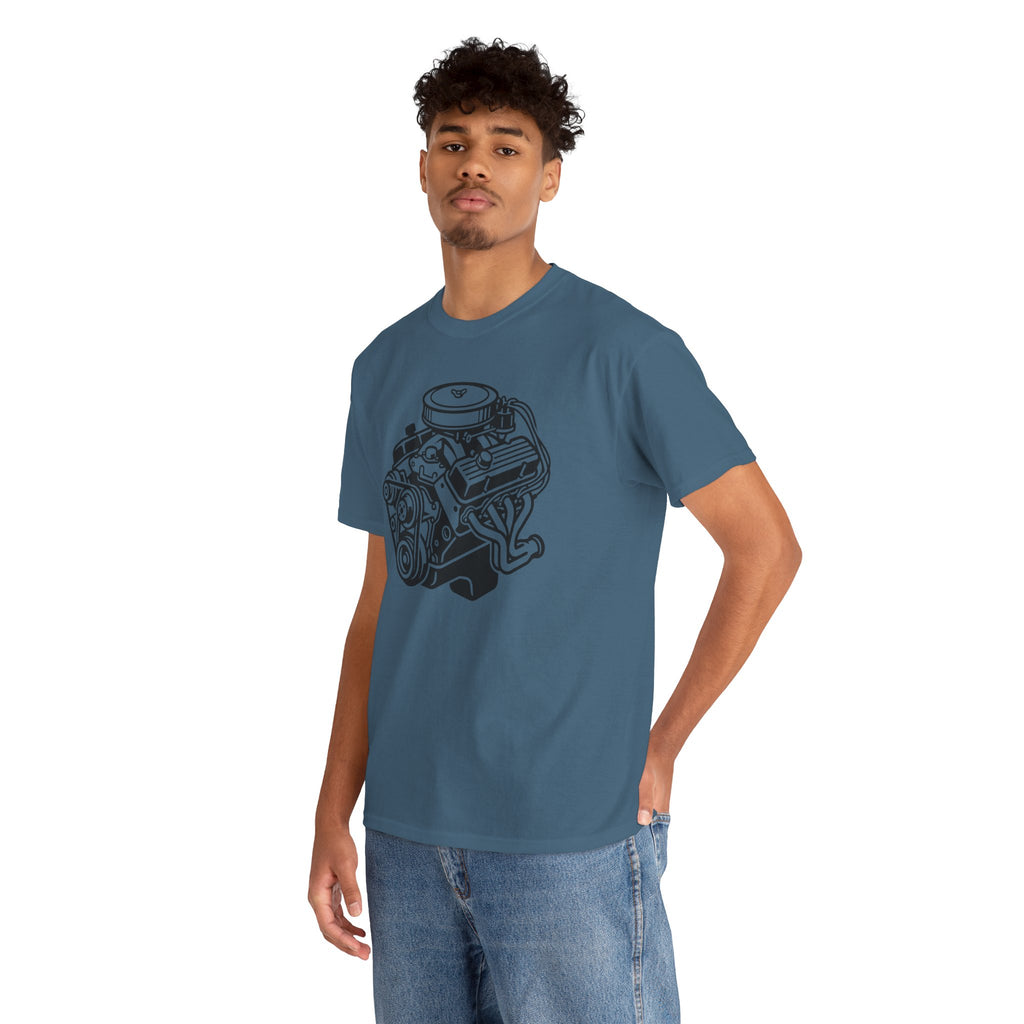 Unisex Heavy Cotton Tee — Engine Illustration (Big Block)