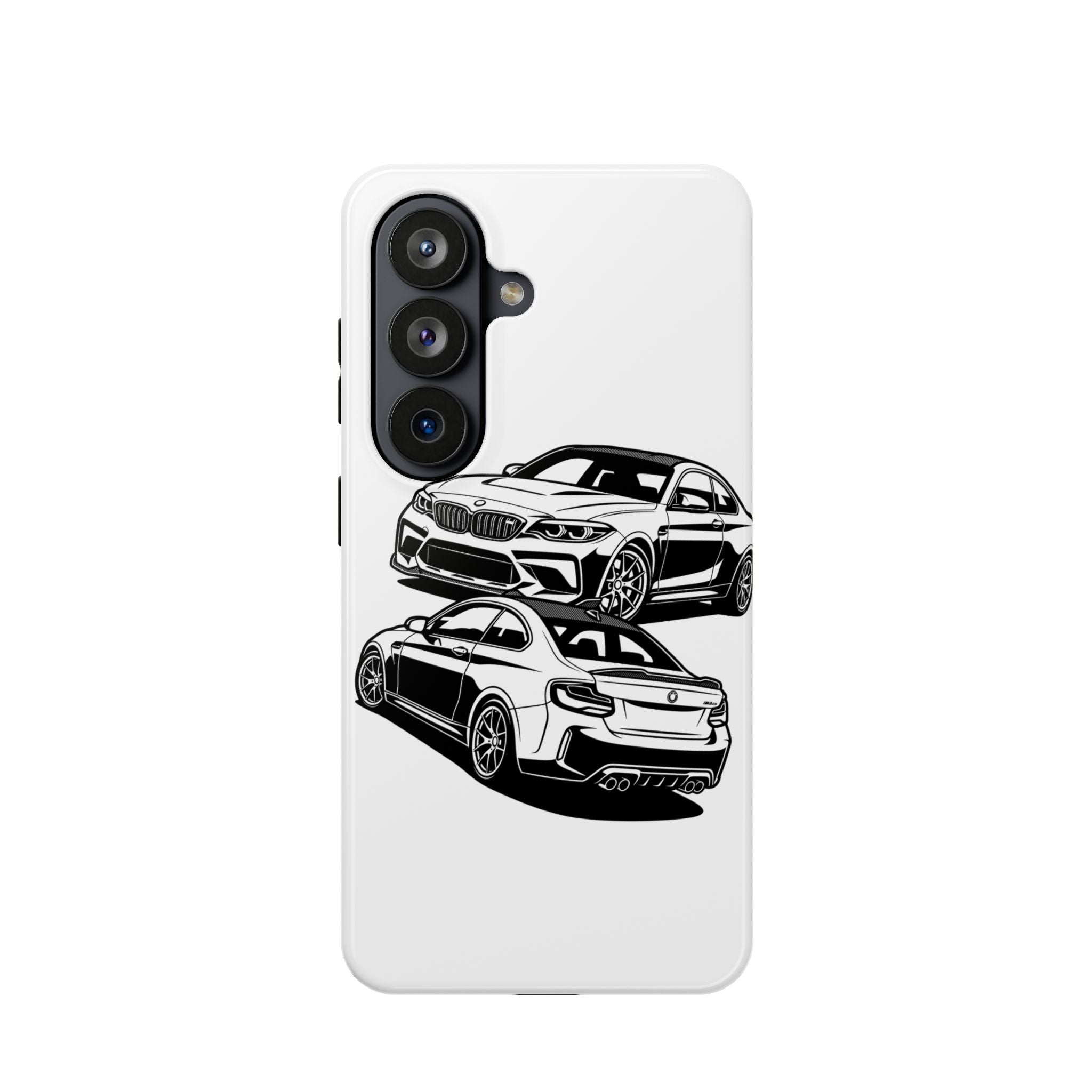 Magnetic Impact-Resistant Phone Case — Black/White Sports Coupe