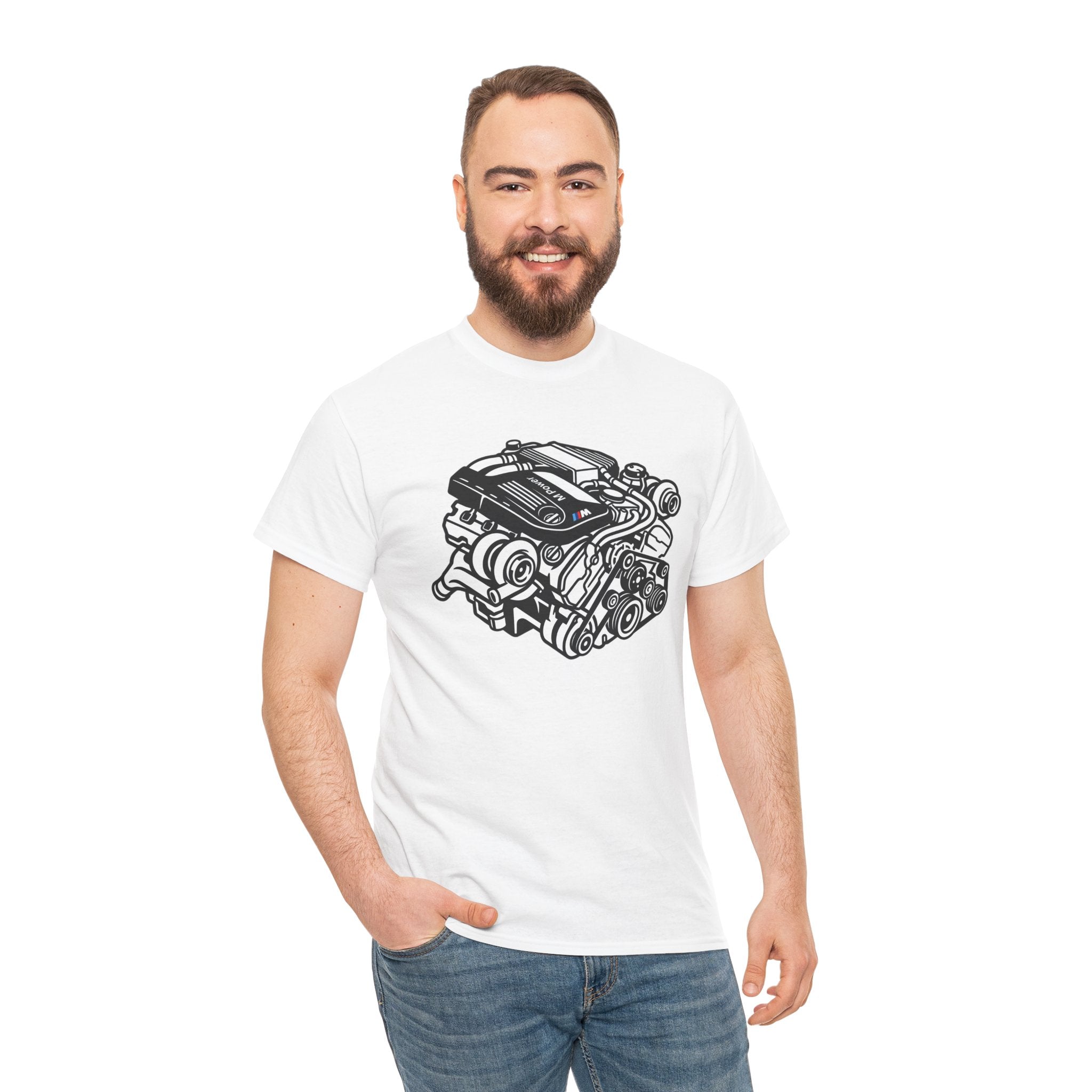 Unisex Heavy Cotton Tee — Engine Illustration (S58)
