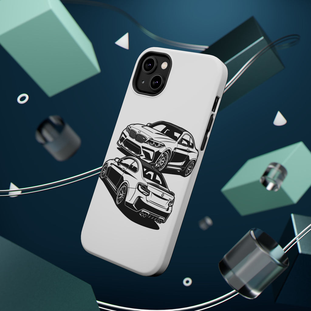 Magnetic Impact-Resistant Phone Case — Black/White Sports Coupe