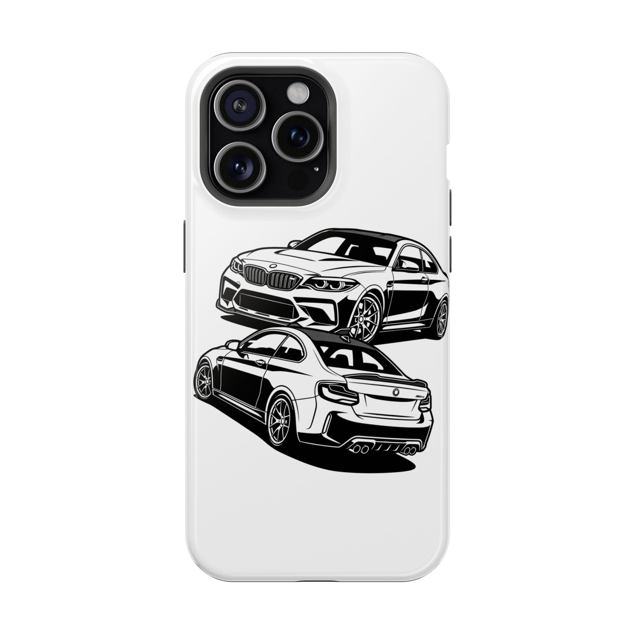 Magnetic Impact-Resistant Phone Case — Black/White Sports Coupe