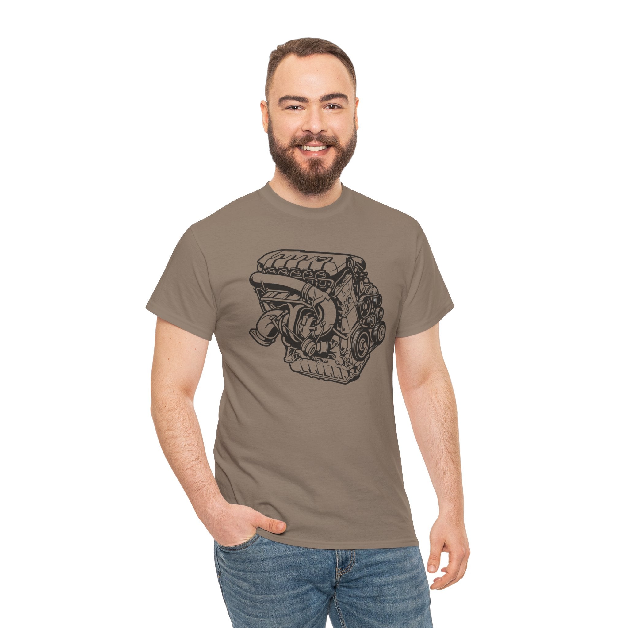 Unisex Heavy Cotton Tee — Engine Illustration (DAZA)
