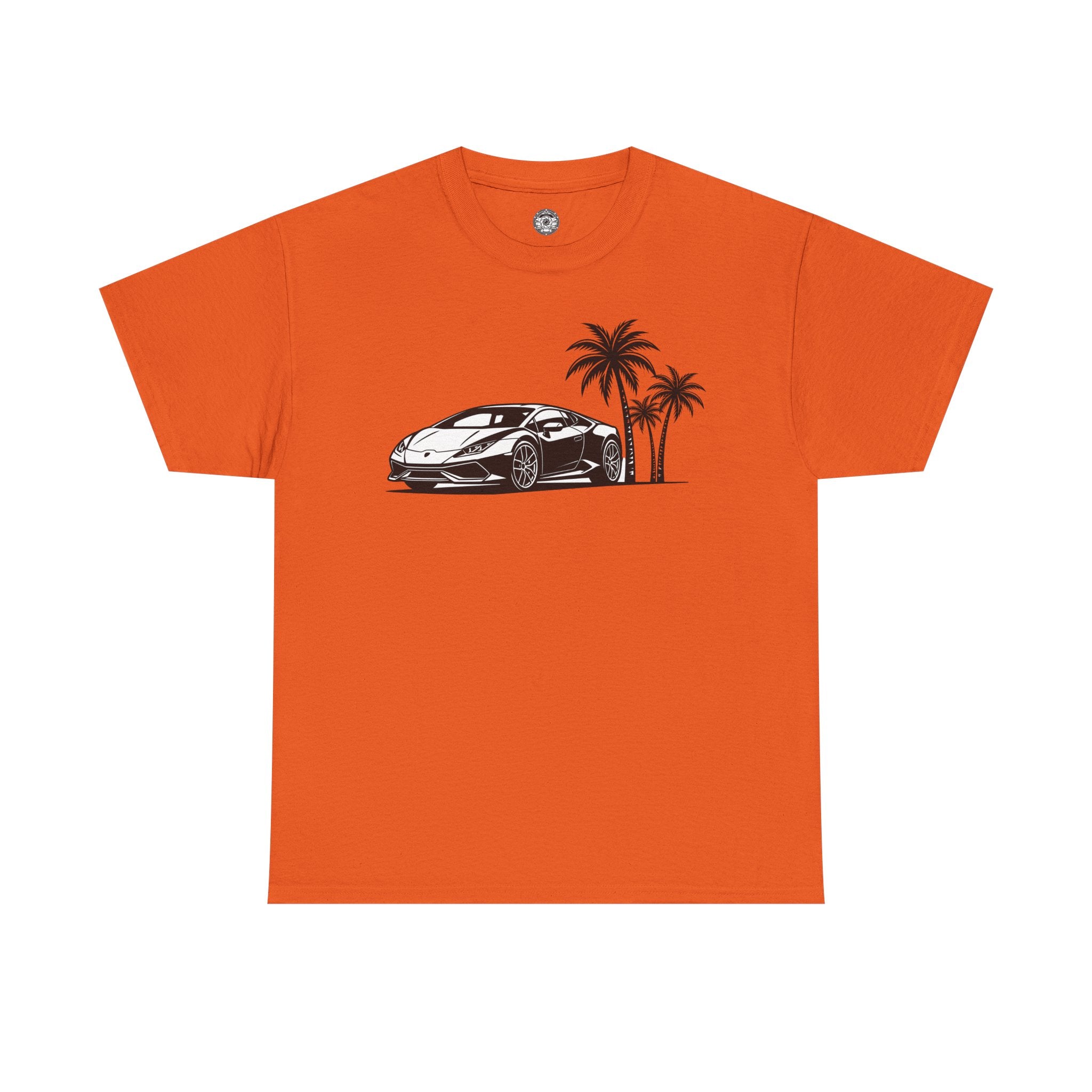 Unisex Heavy Cotton Tee — Supercar/Palm Trees