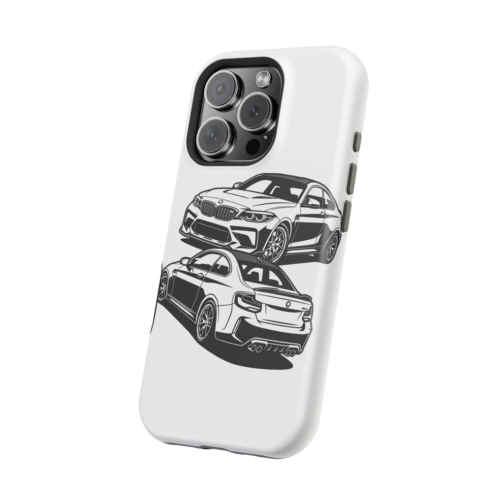 Magnetic Impact-Resistant Phone Case — Black/White Sports Coupe