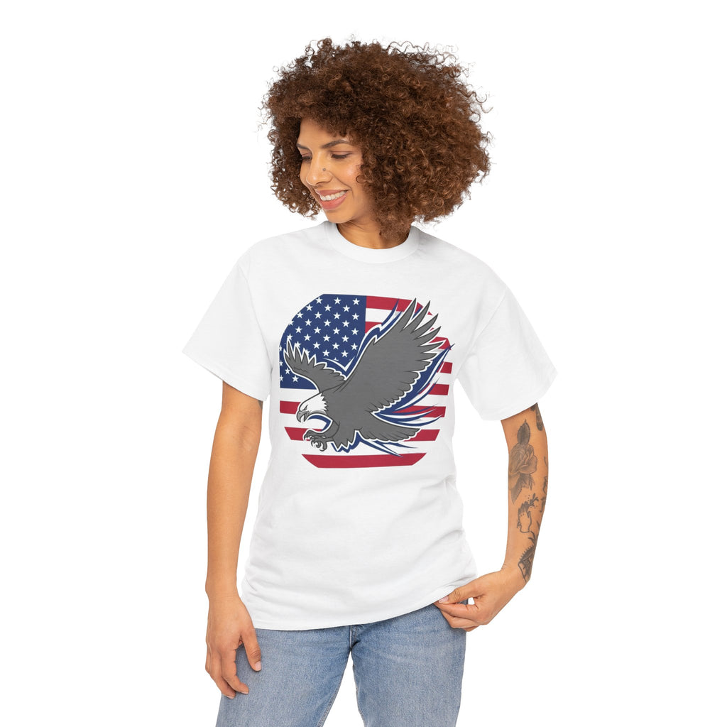 Unisex Heavy Cotton Tee — American Flag Bald Eagle