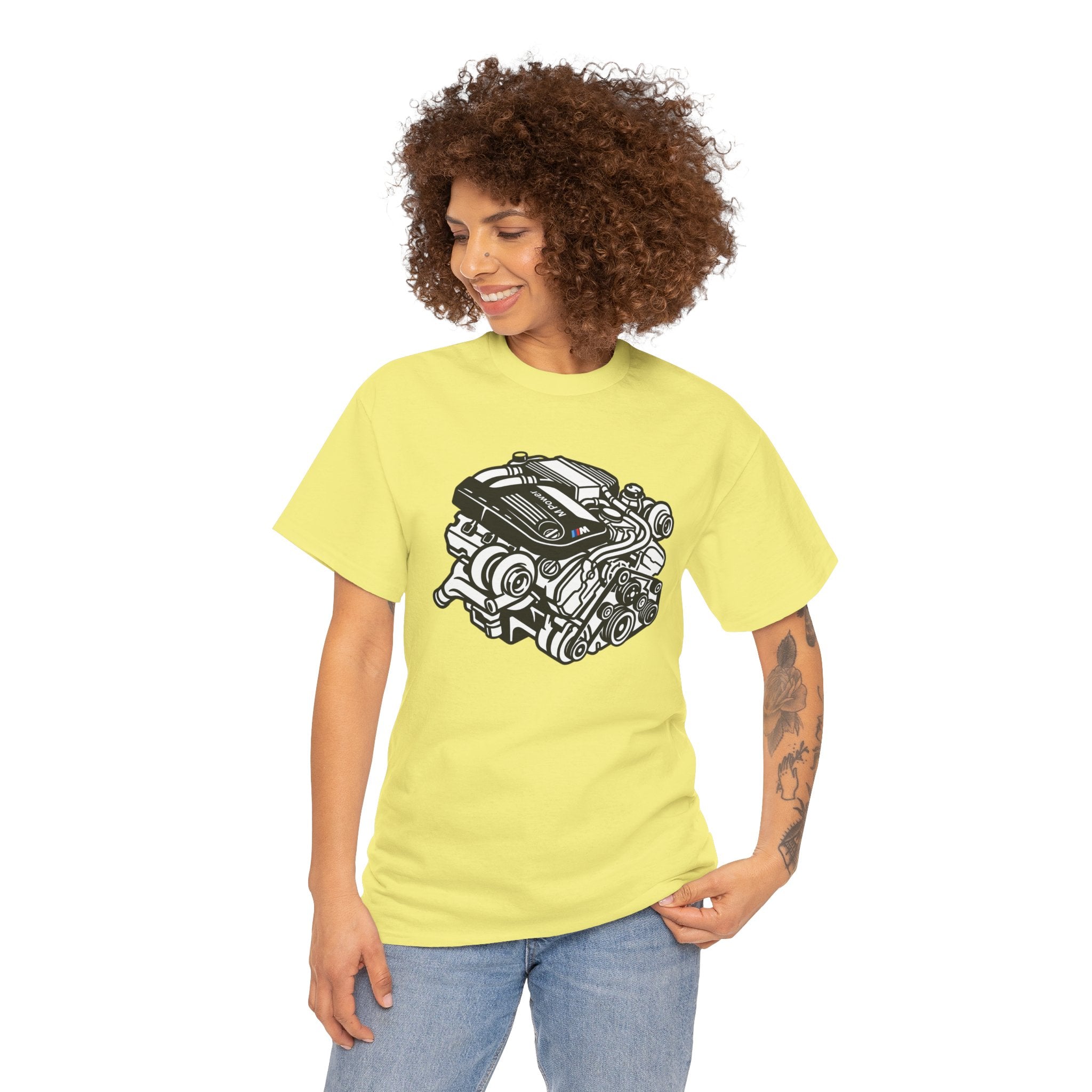 Unisex Heavy Cotton Tee — Engine Illustration (S58)