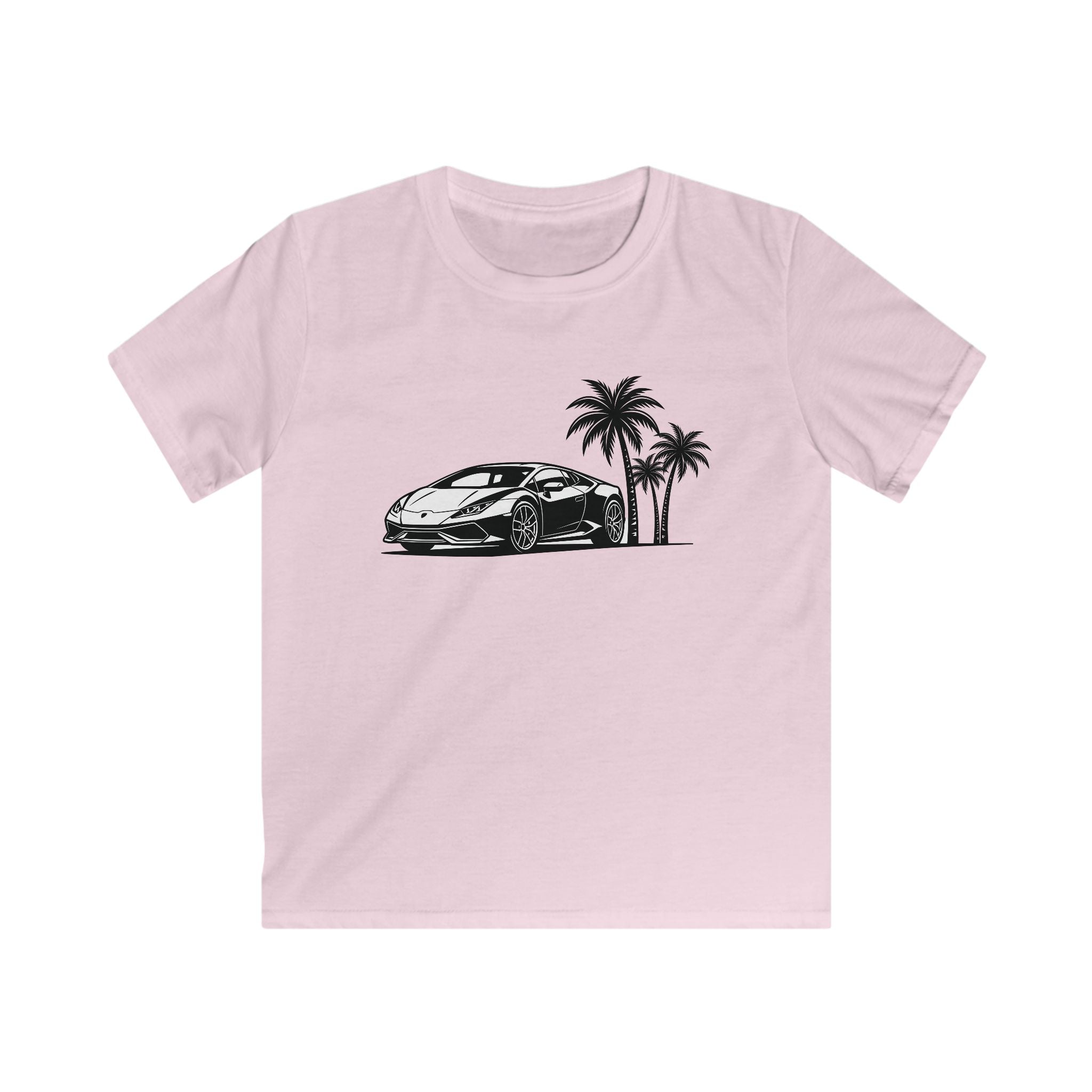 Kids Softstyle Tee — Supercar/Palm Trees