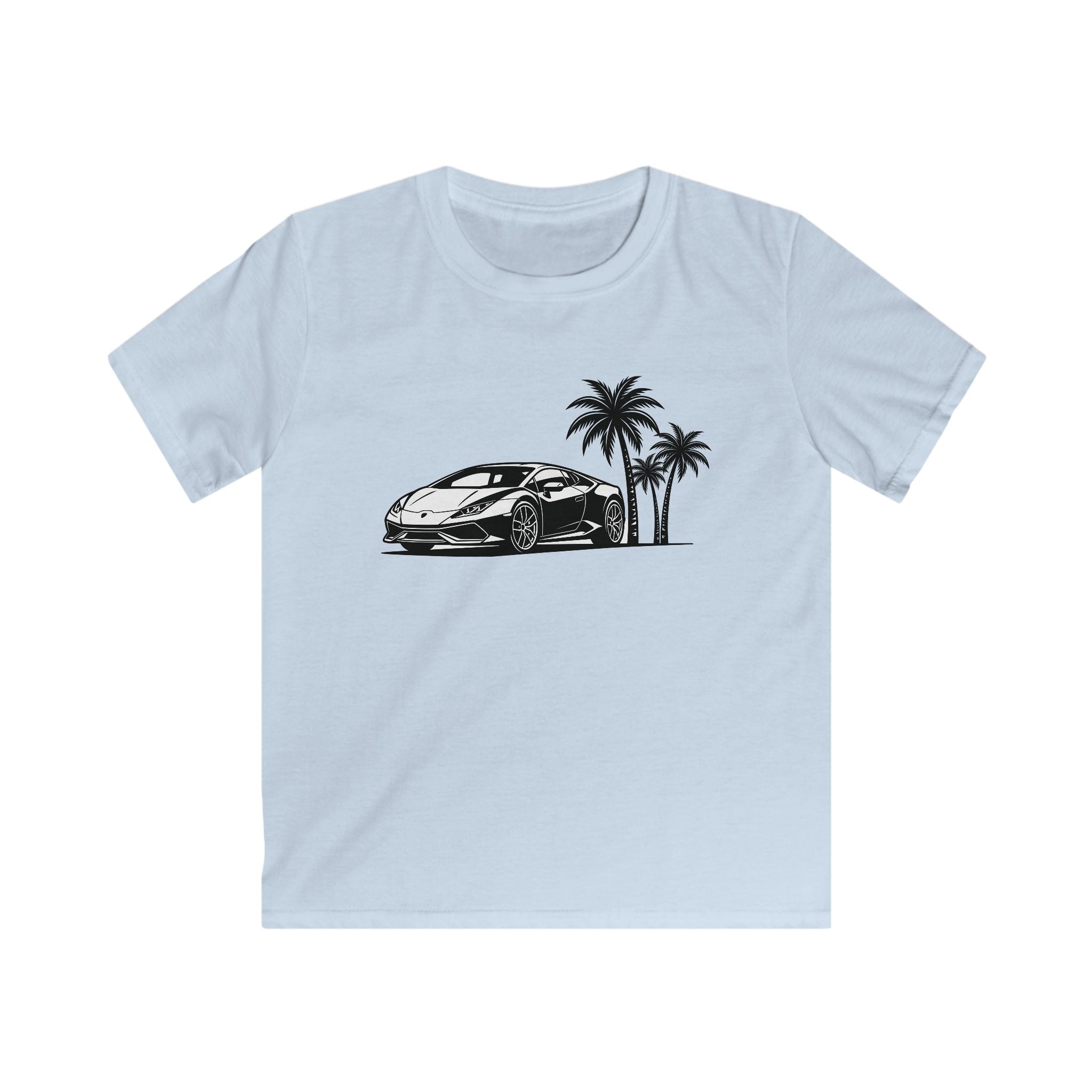 Kids Softstyle Tee — Supercar/Palm Trees