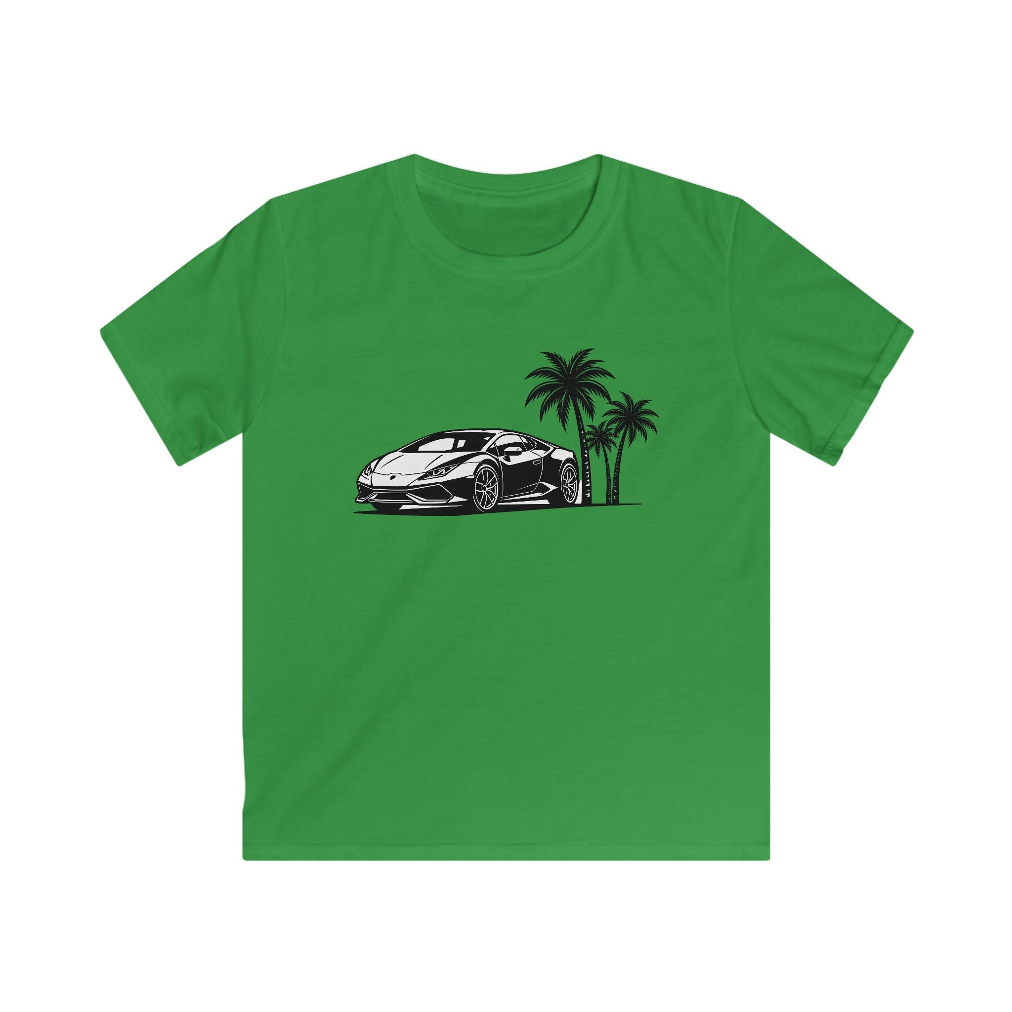 Kids Softstyle Tee — Supercar/Palm Trees