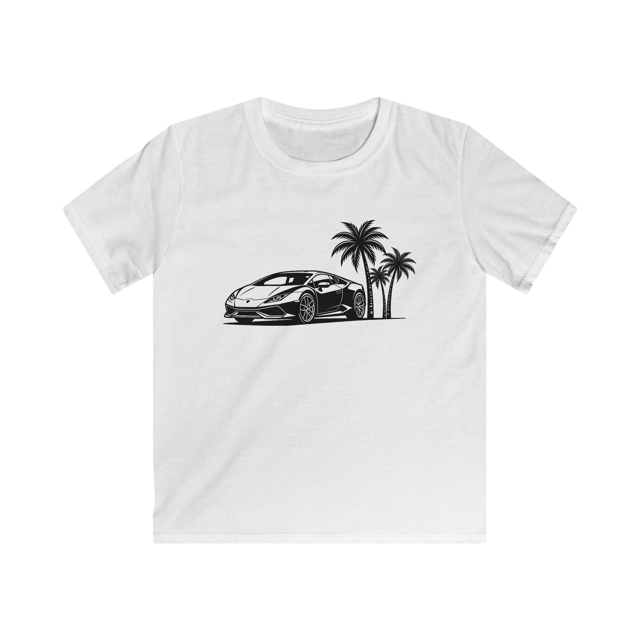 Kids Softstyle Tee — Supercar/Palm Trees