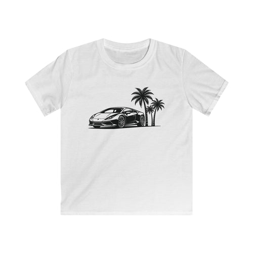 Kids Softstyle Tee — Supercar/Palm Trees