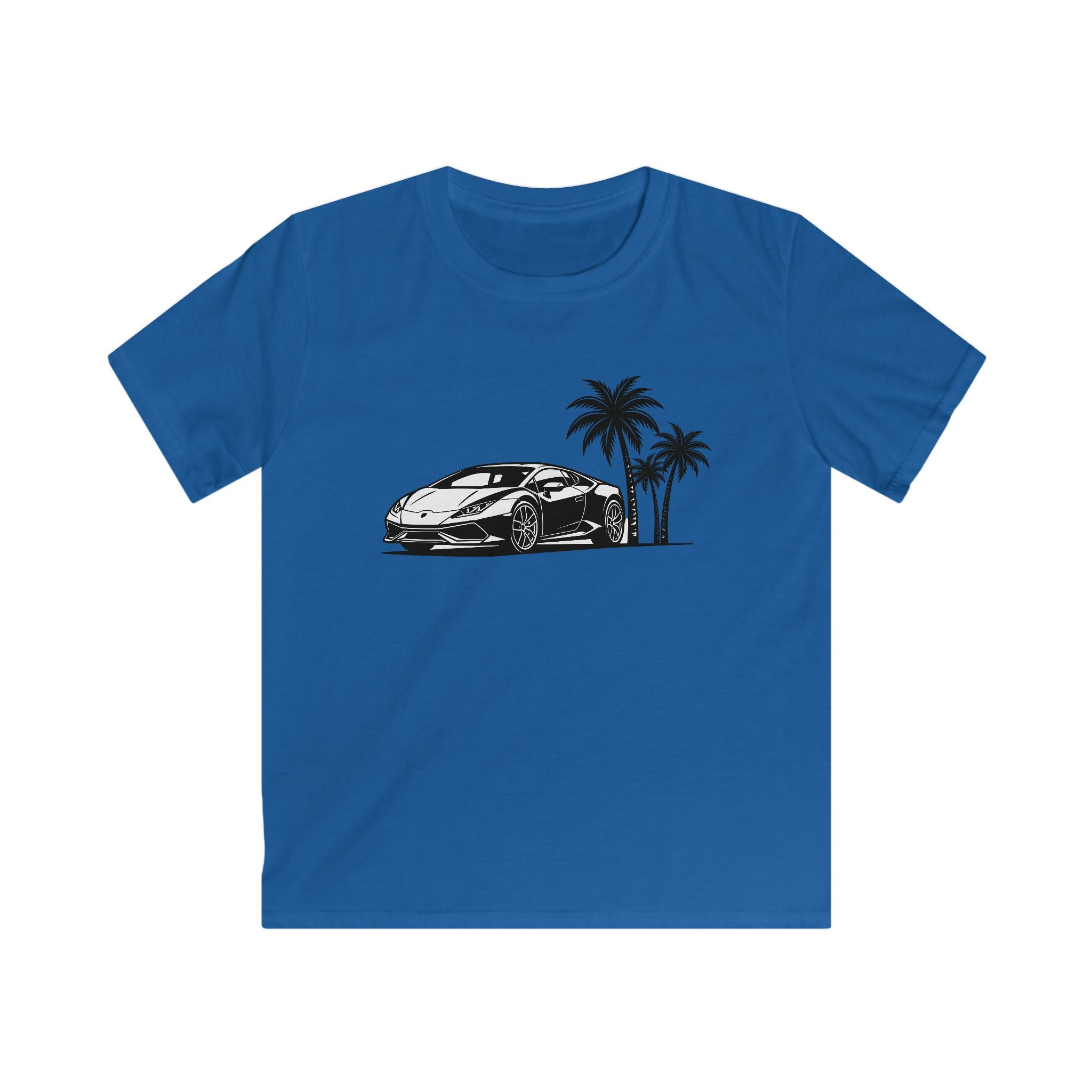 Kids Softstyle Tee — Supercar/Palm Trees
