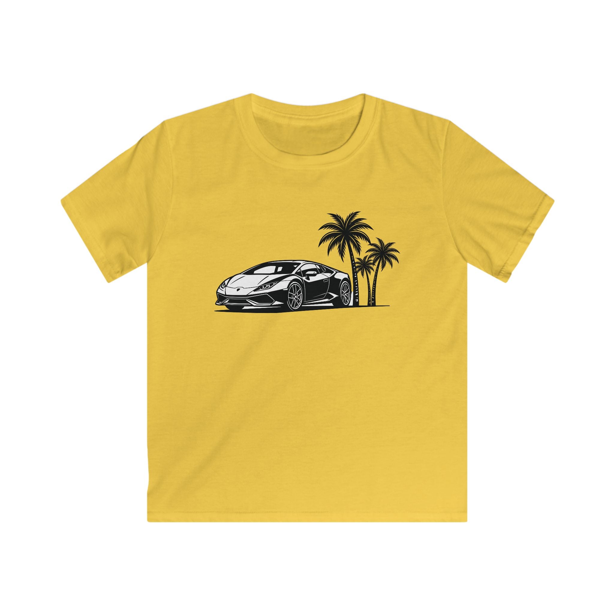 Kids Softstyle Tee — Supercar/Palm Trees