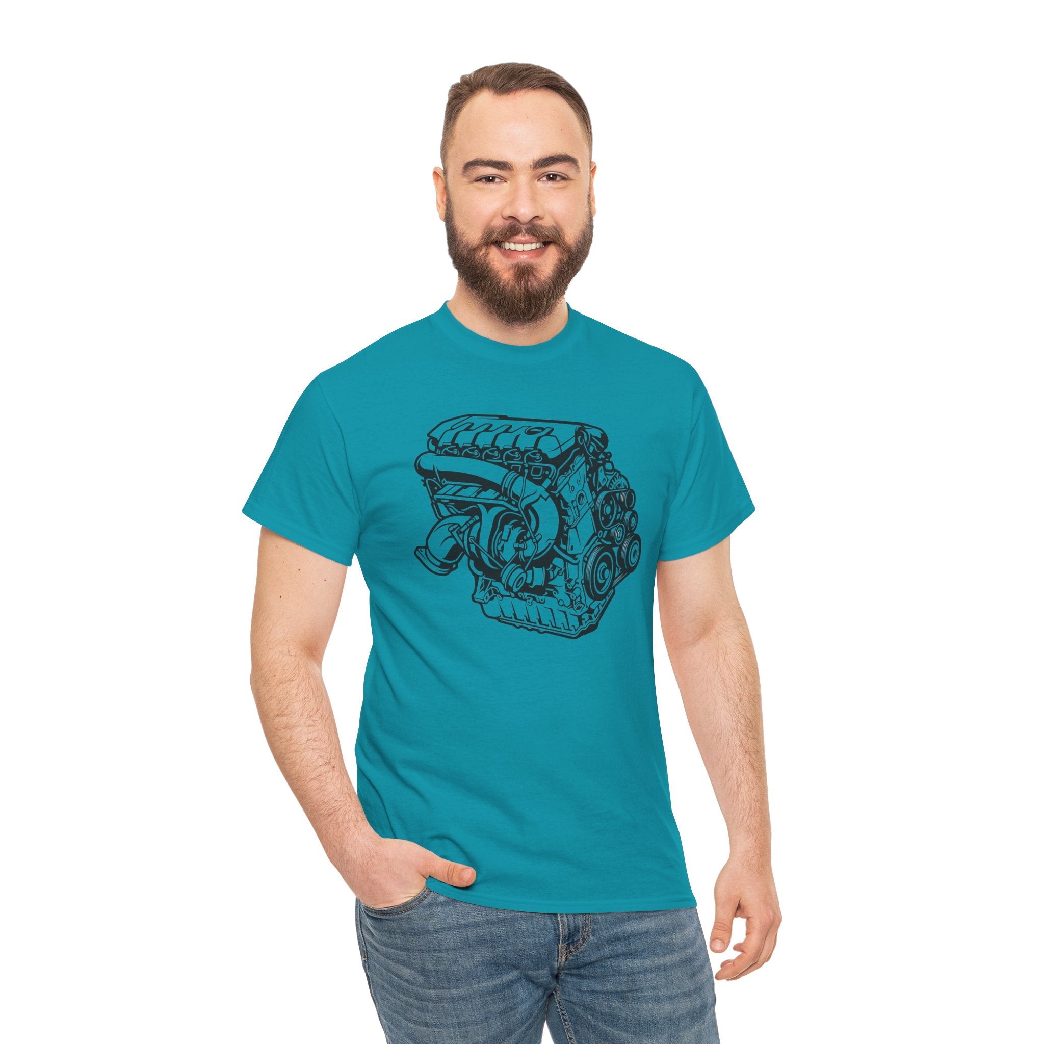 Unisex Heavy Cotton Tee — Engine Illustration (DAZA)