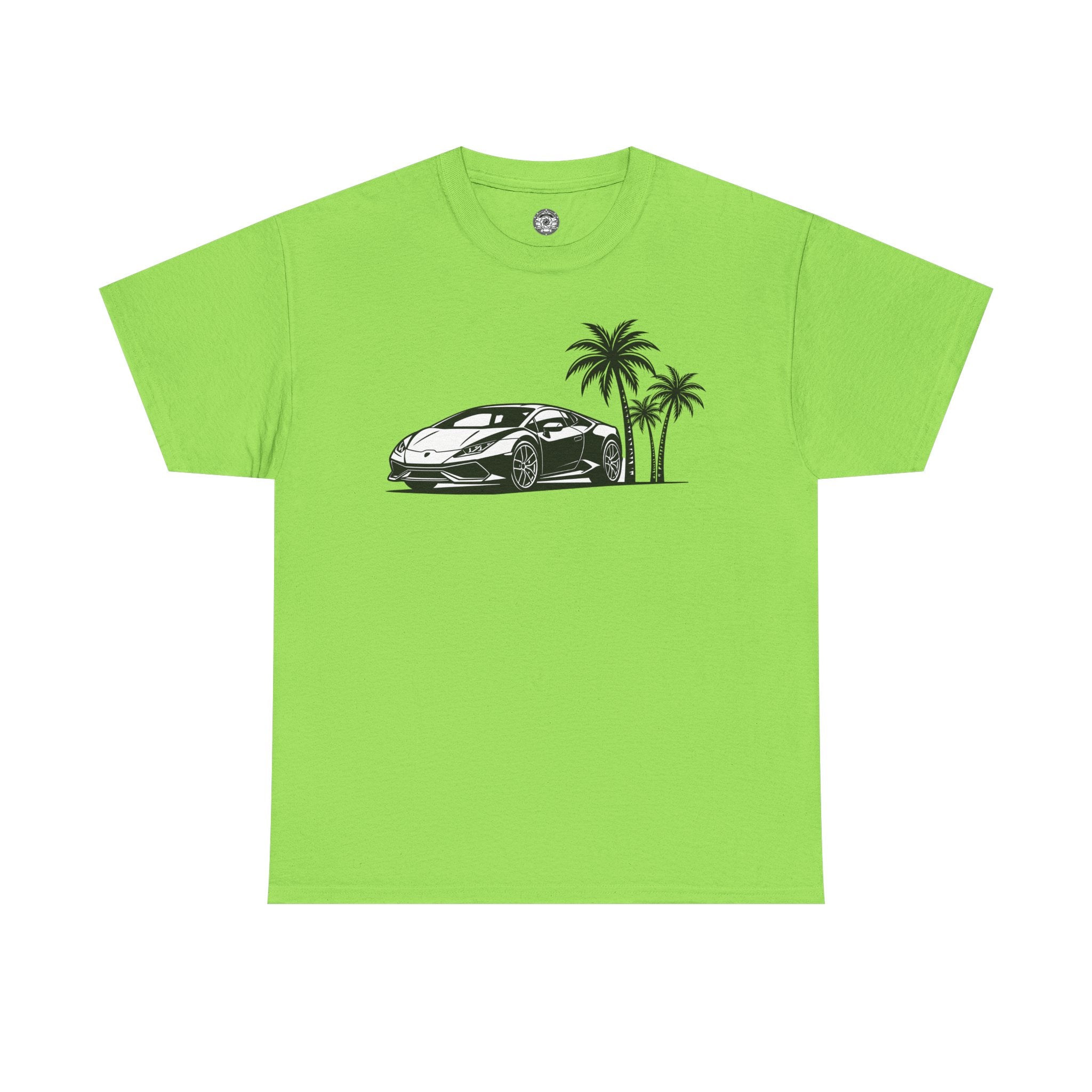 Unisex Heavy Cotton Tee — Supercar/Palm Trees