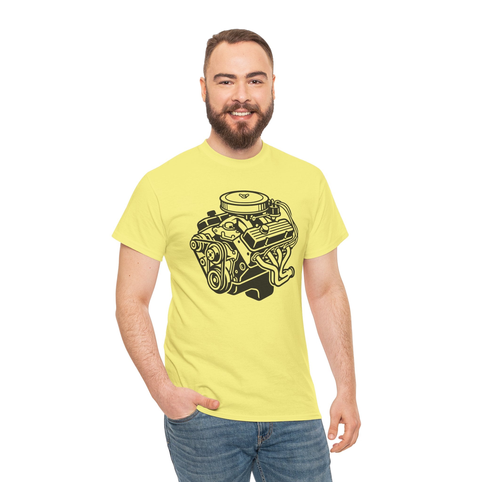 Unisex Heavy Cotton Tee — Engine Illustration (Big Block)