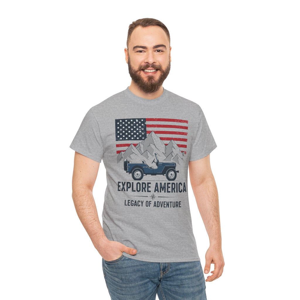 Unisex Heavy Cotton Tee — Explore America: Legacy of Adventure