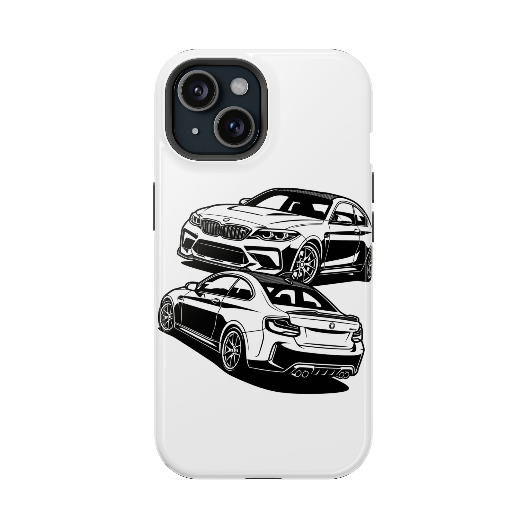 Magnetic Impact-Resistant Phone Case — Black/White Sports Coupe
