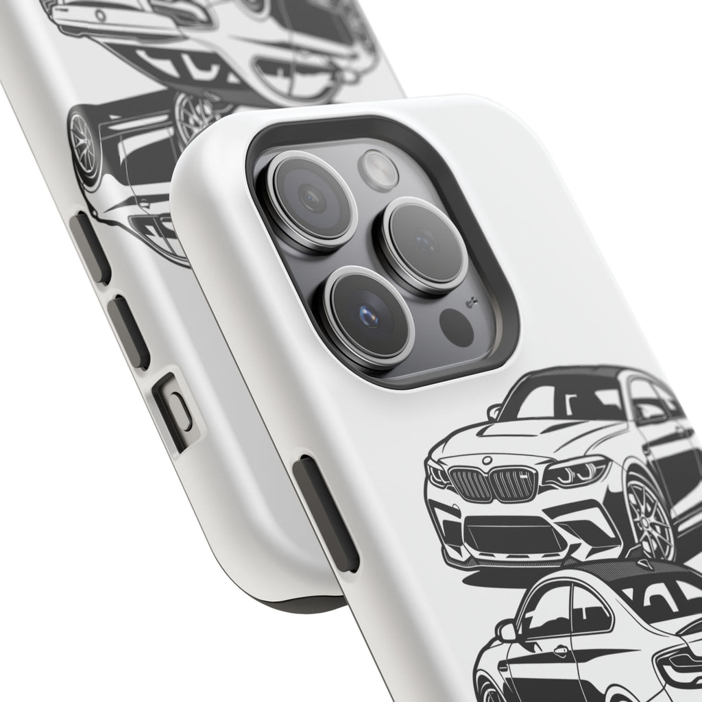 Magnetic Impact-Resistant Phone Case — Black/White Sports Coupe