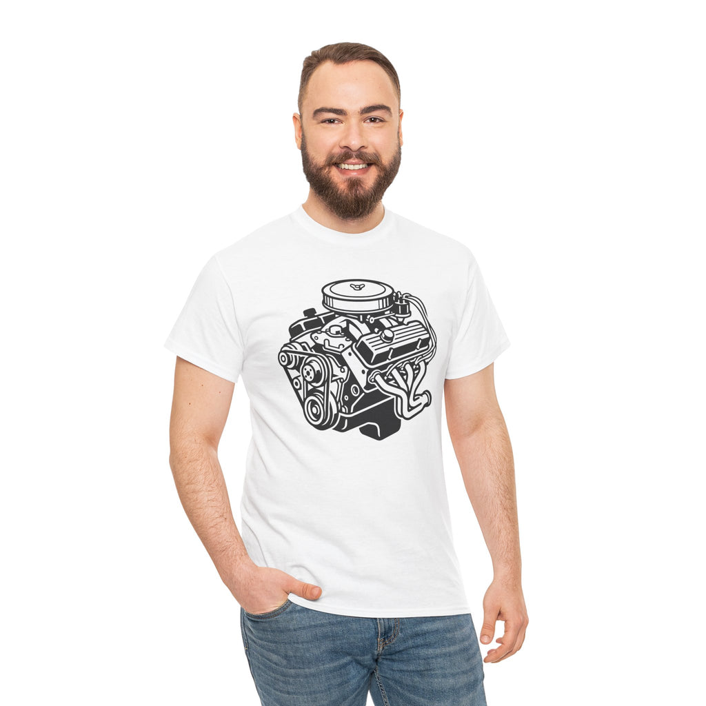 Unisex Heavy Cotton Tee — Engine Illustration (Big Block)