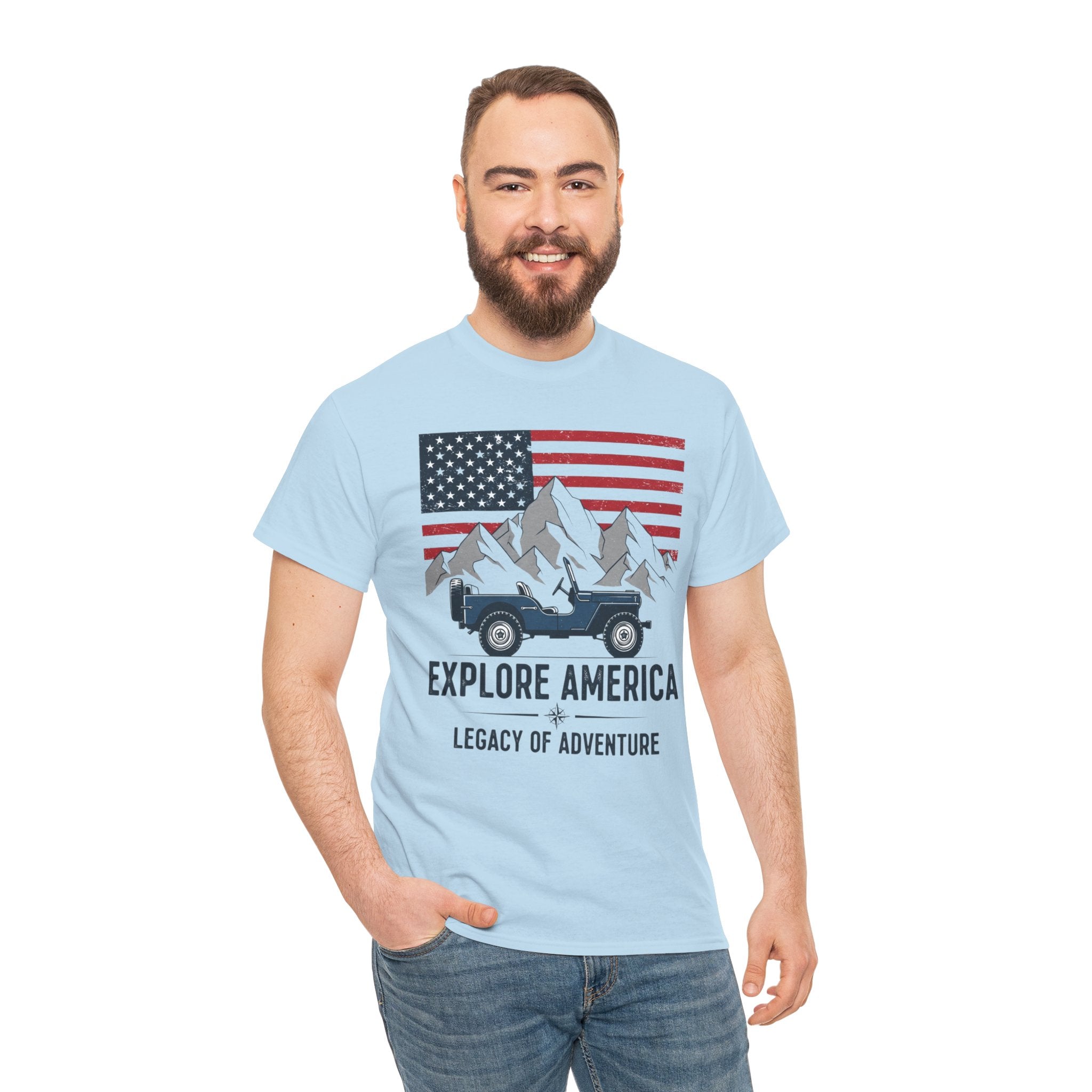 Unisex Heavy Cotton Tee — Explore America: Legacy of Adventure