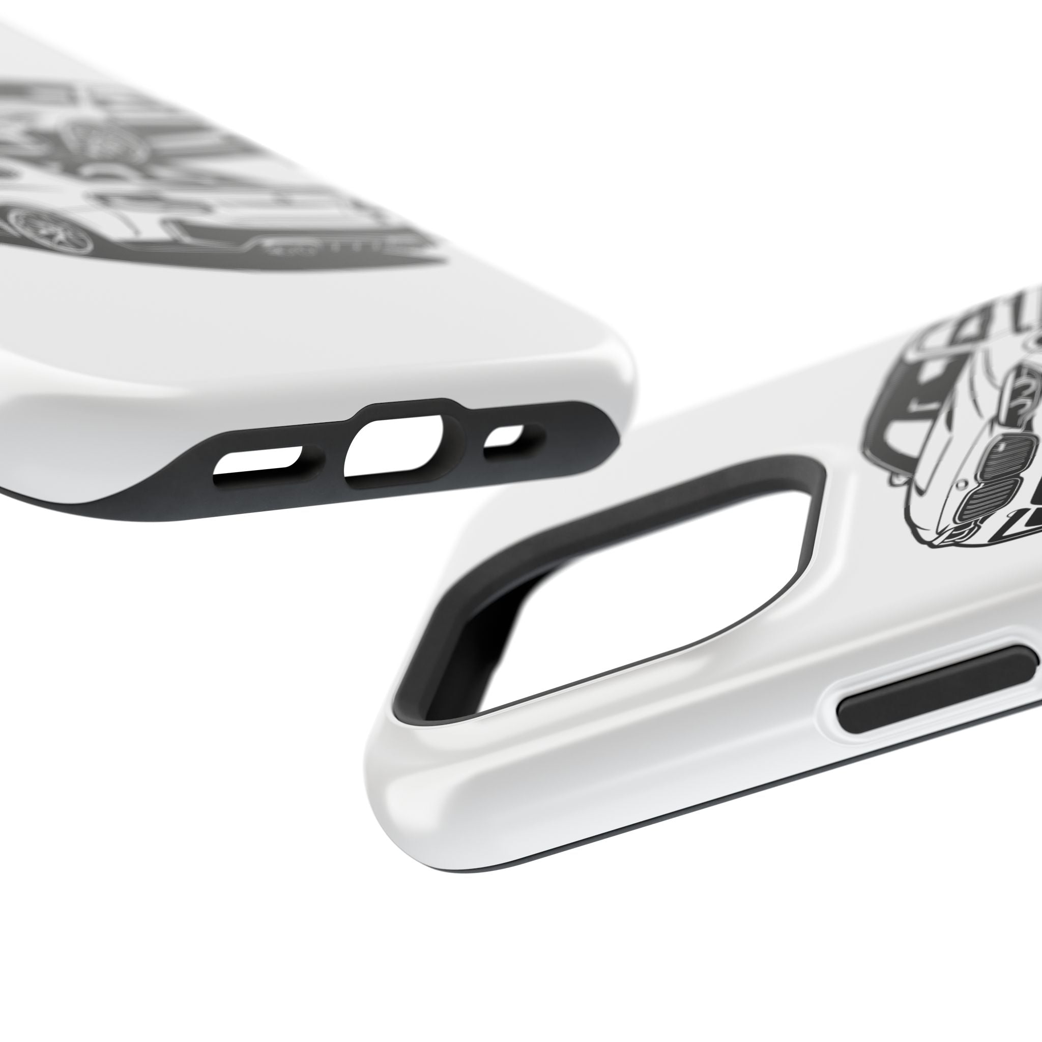 Magnetic Impact-Resistant Phone Case — Black/White Sports Coupe