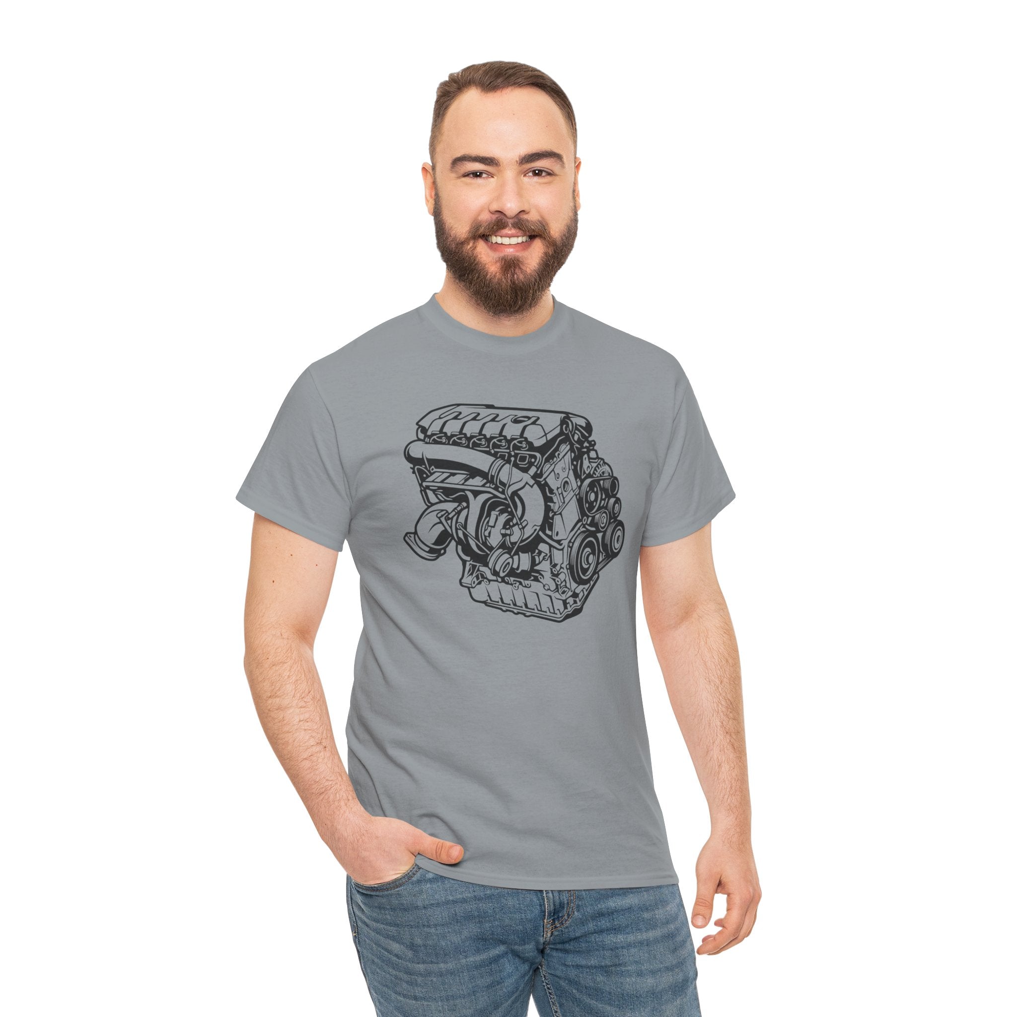 Unisex Heavy Cotton Tee — Engine Illustration (DAZA)