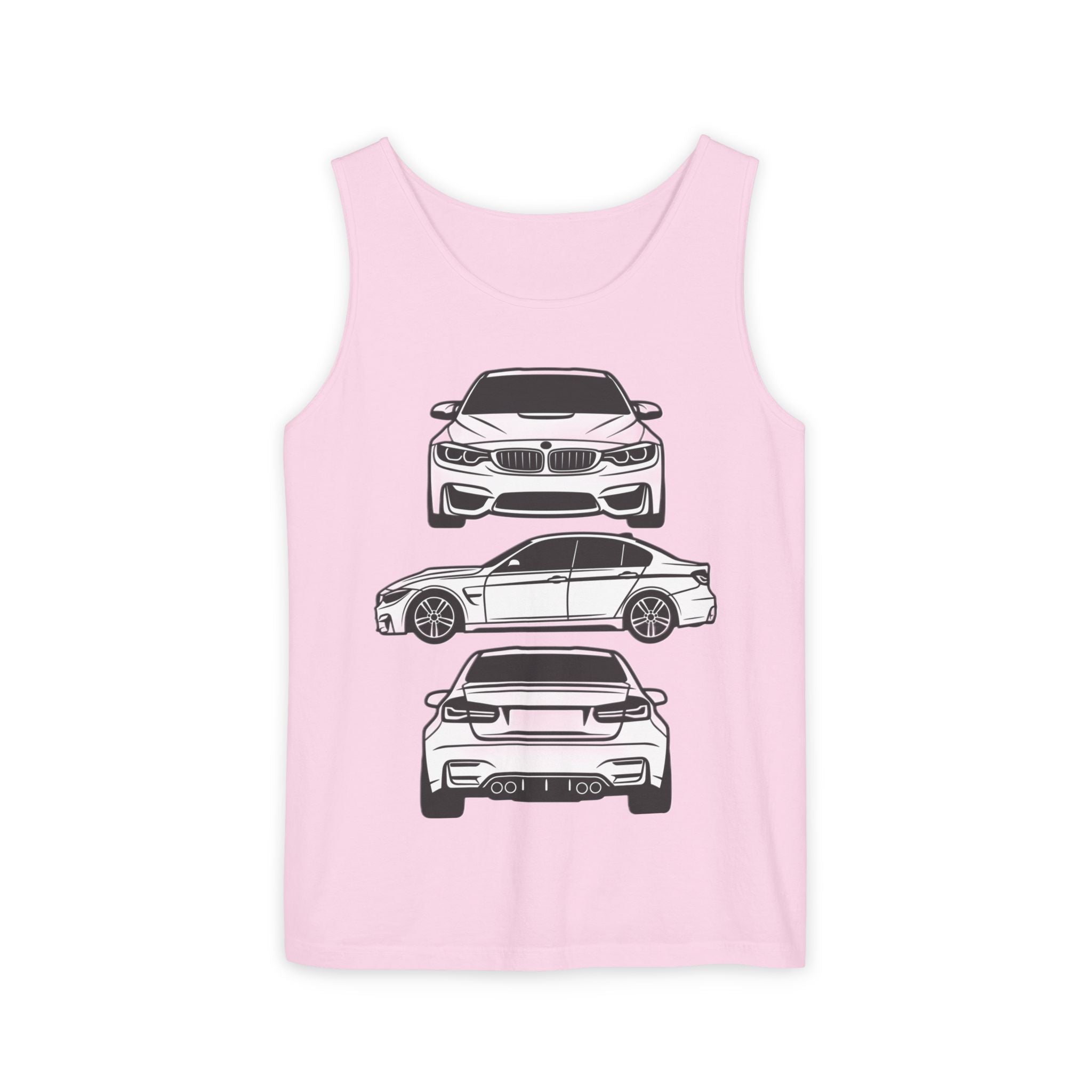 Unisex Garment-Dyed Tank Top — F80 Triple-Perspective