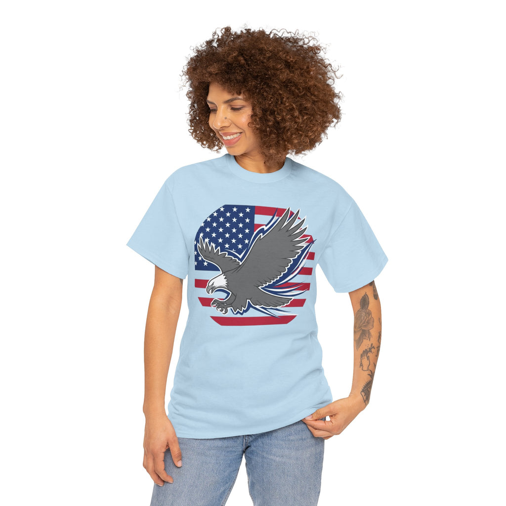 Unisex Heavy Cotton Tee — American Flag Bald Eagle