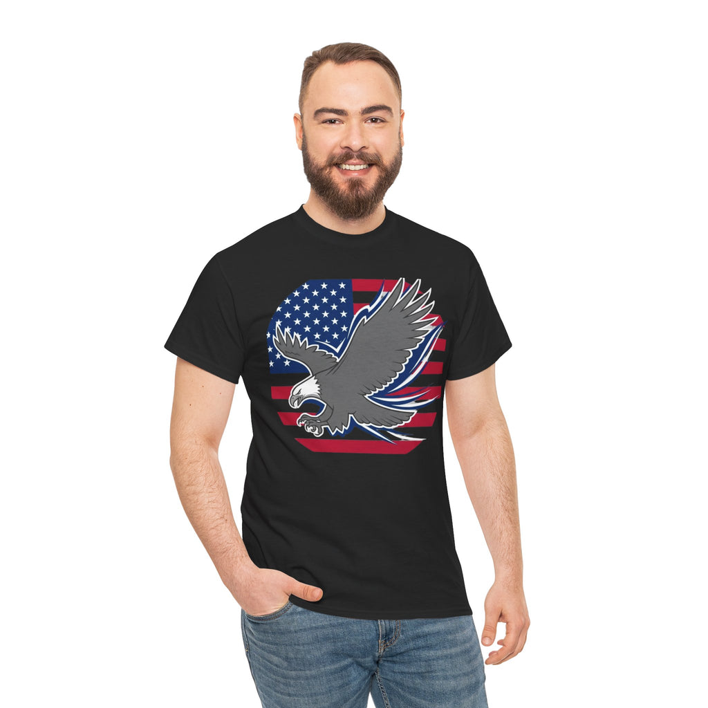 Unisex Heavy Cotton Tee — American Flag Bald Eagle