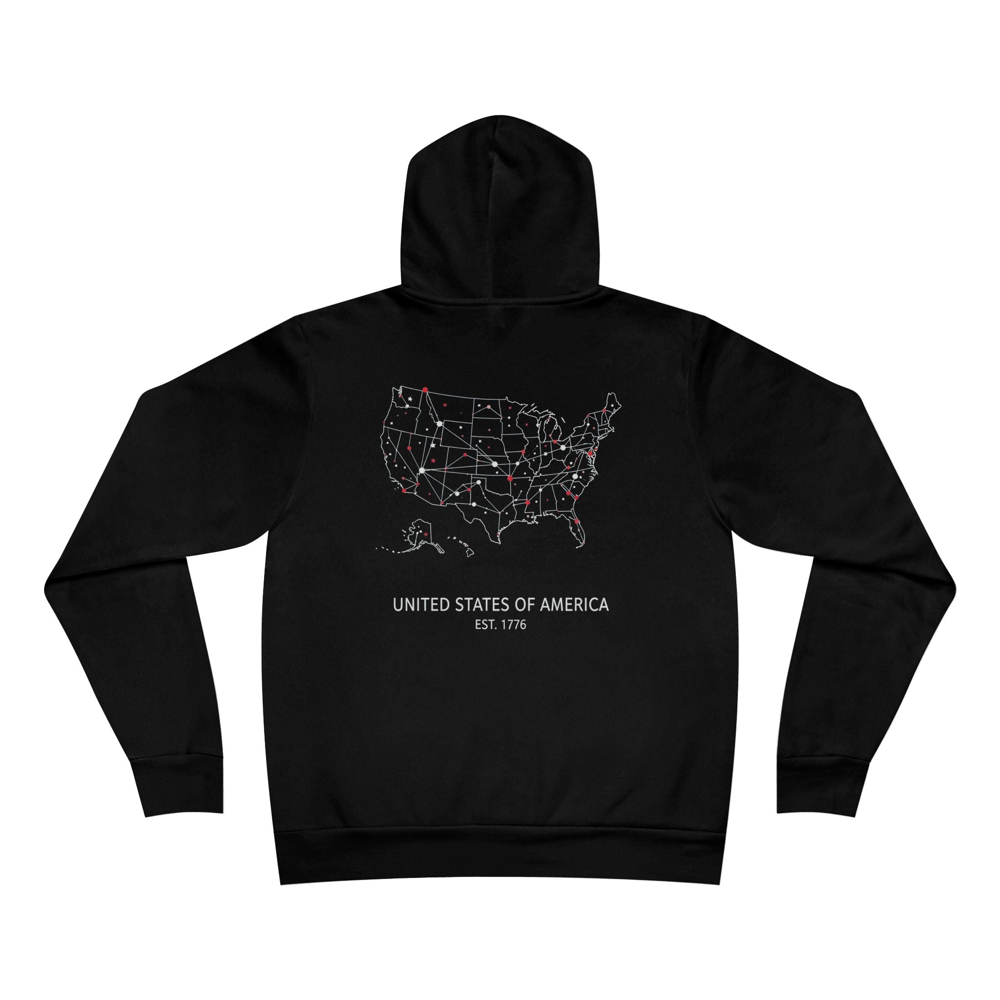 Unisex Sponge Fleece Pullover Hoodie — United States of America Map