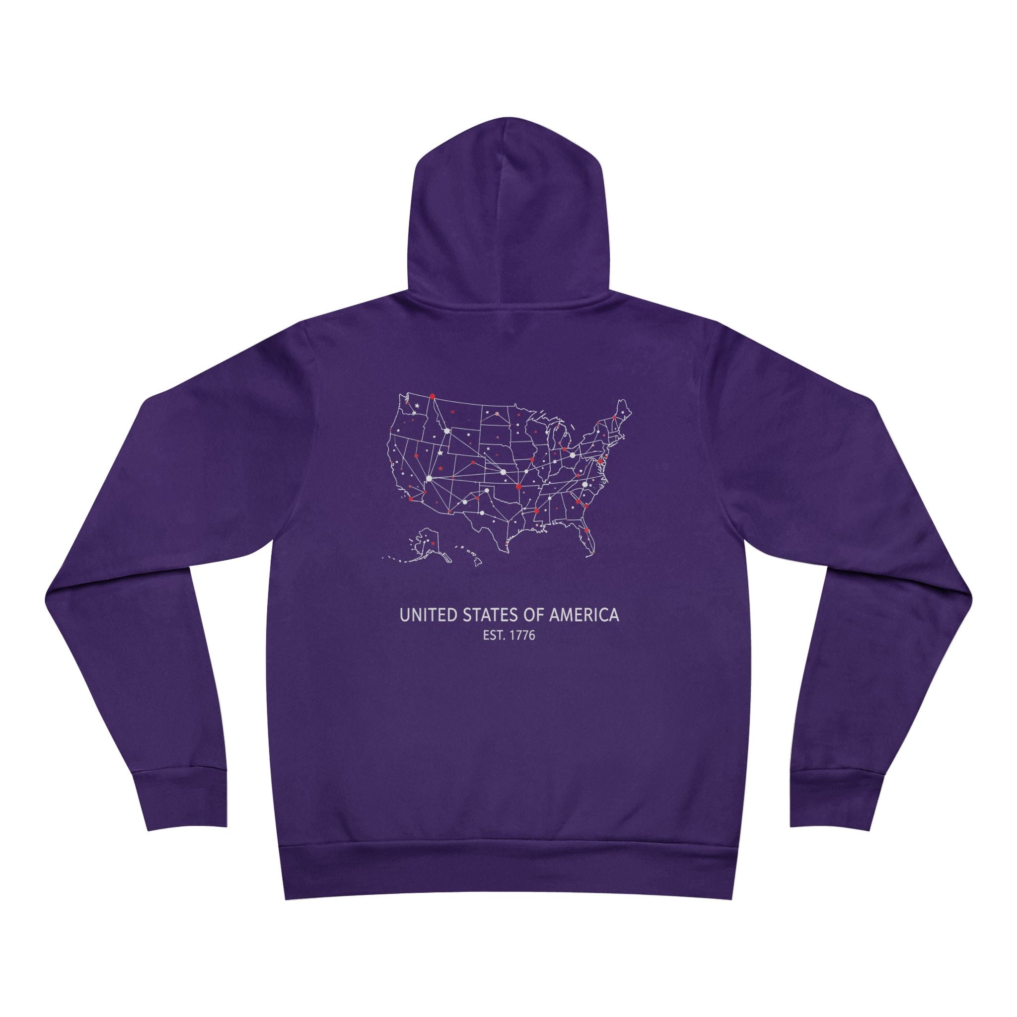 Unisex Sponge Fleece Pullover Hoodie — United States of America Map