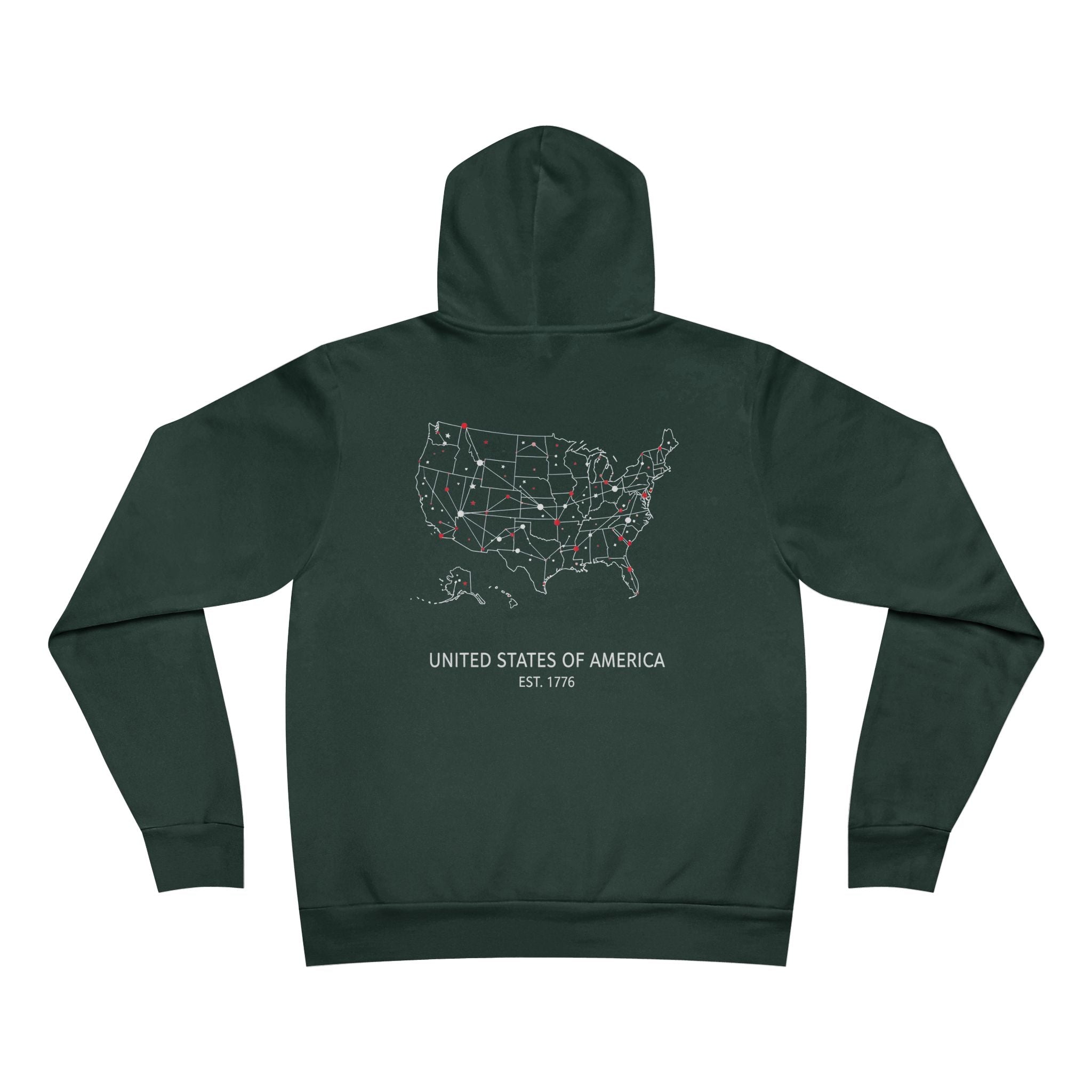 Unisex Sponge Fleece Pullover Hoodie — United States of America Map
