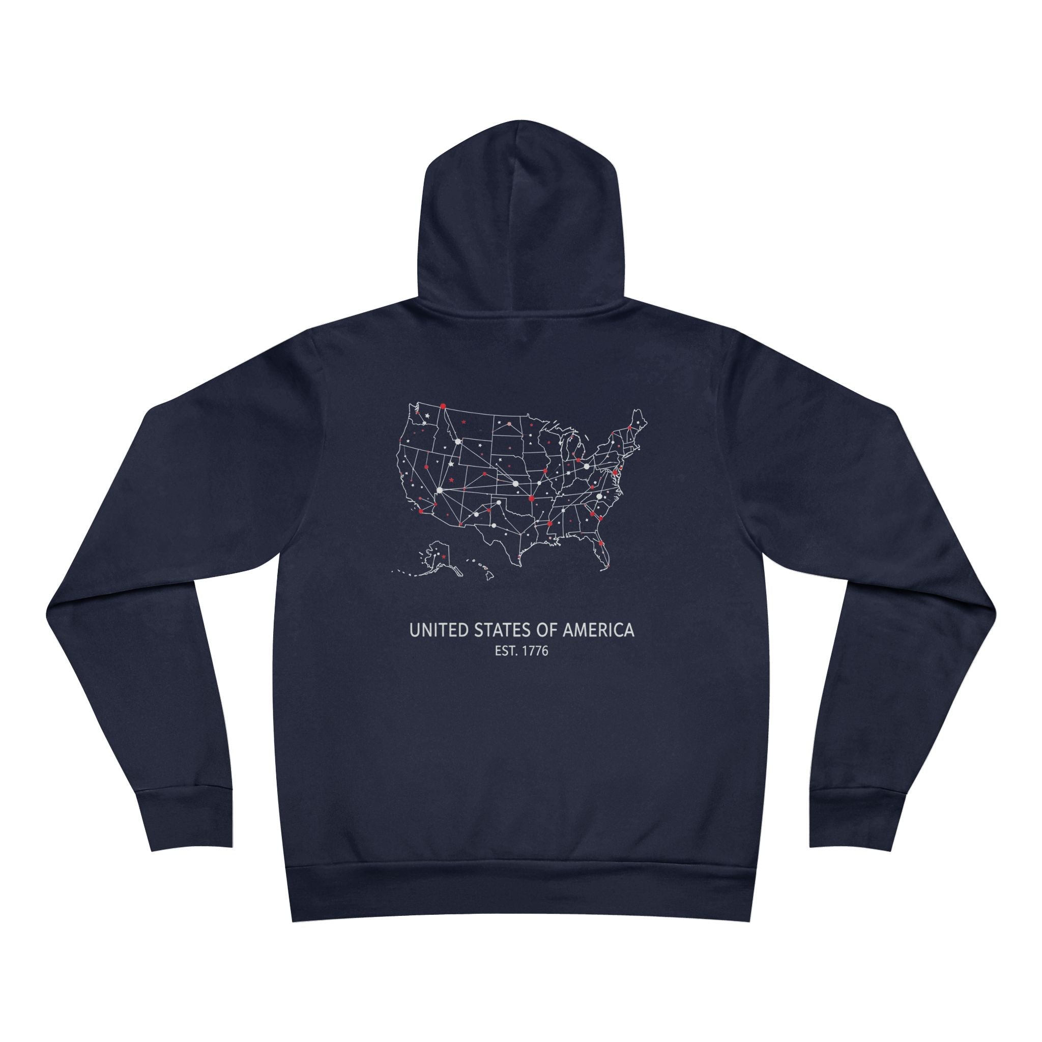 Unisex Sponge Fleece Pullover Hoodie — United States of America Map