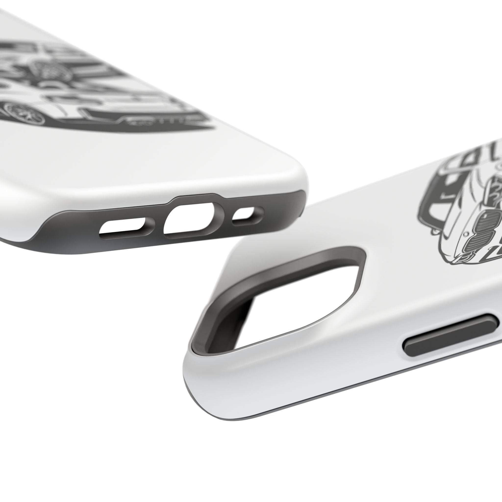 Magnetic Impact-Resistant Phone Case — Black/White Sports Coupe
