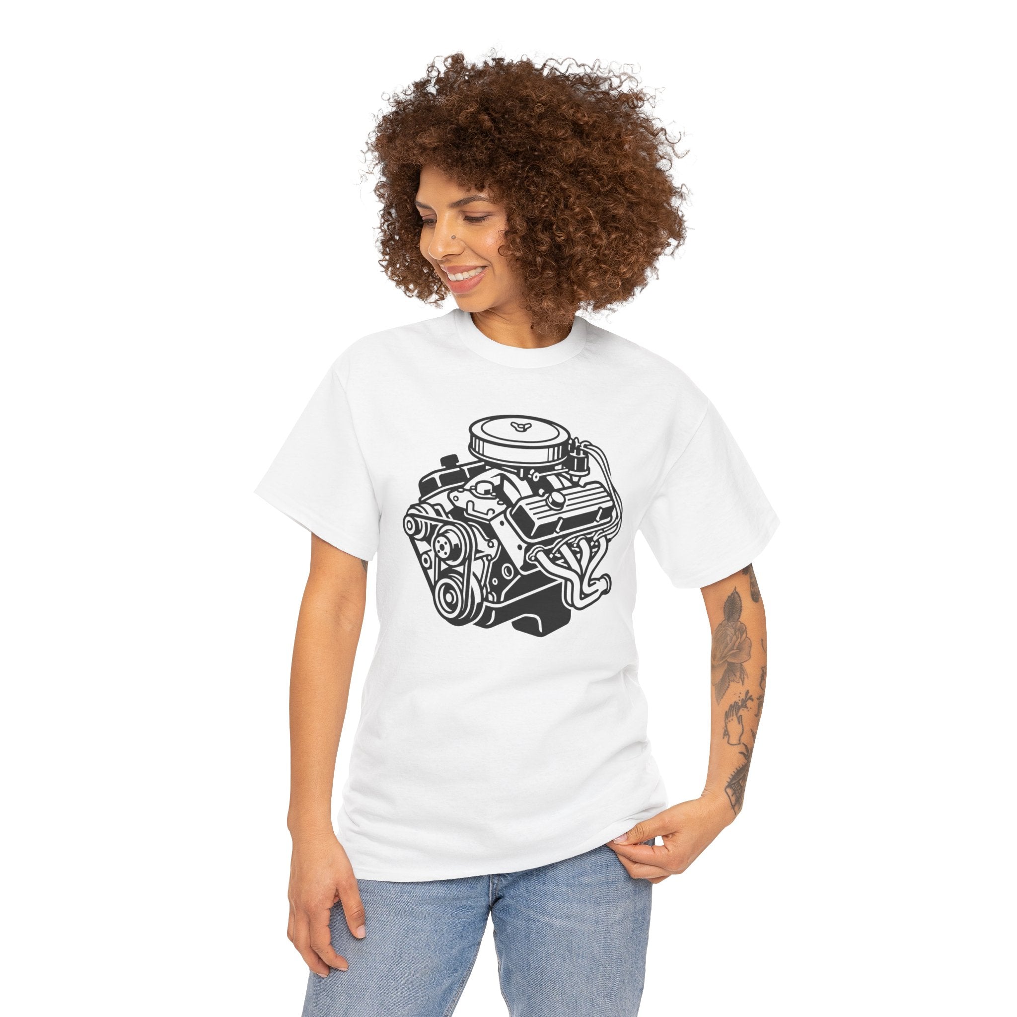 Unisex Heavy Cotton Tee — Engine Illustration (Big Block)