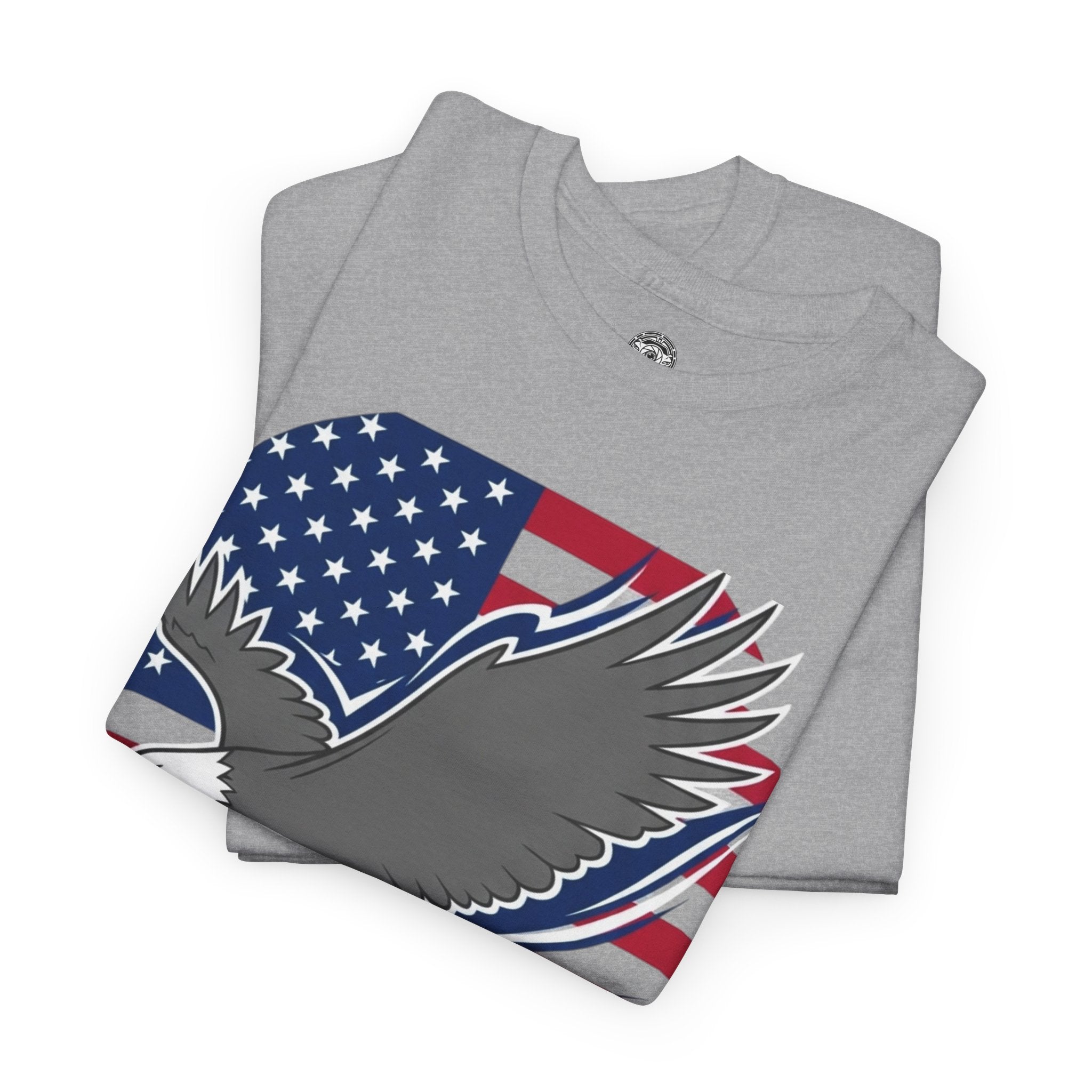 Unisex Heavy Cotton Tee — American Flag Bald Eagle