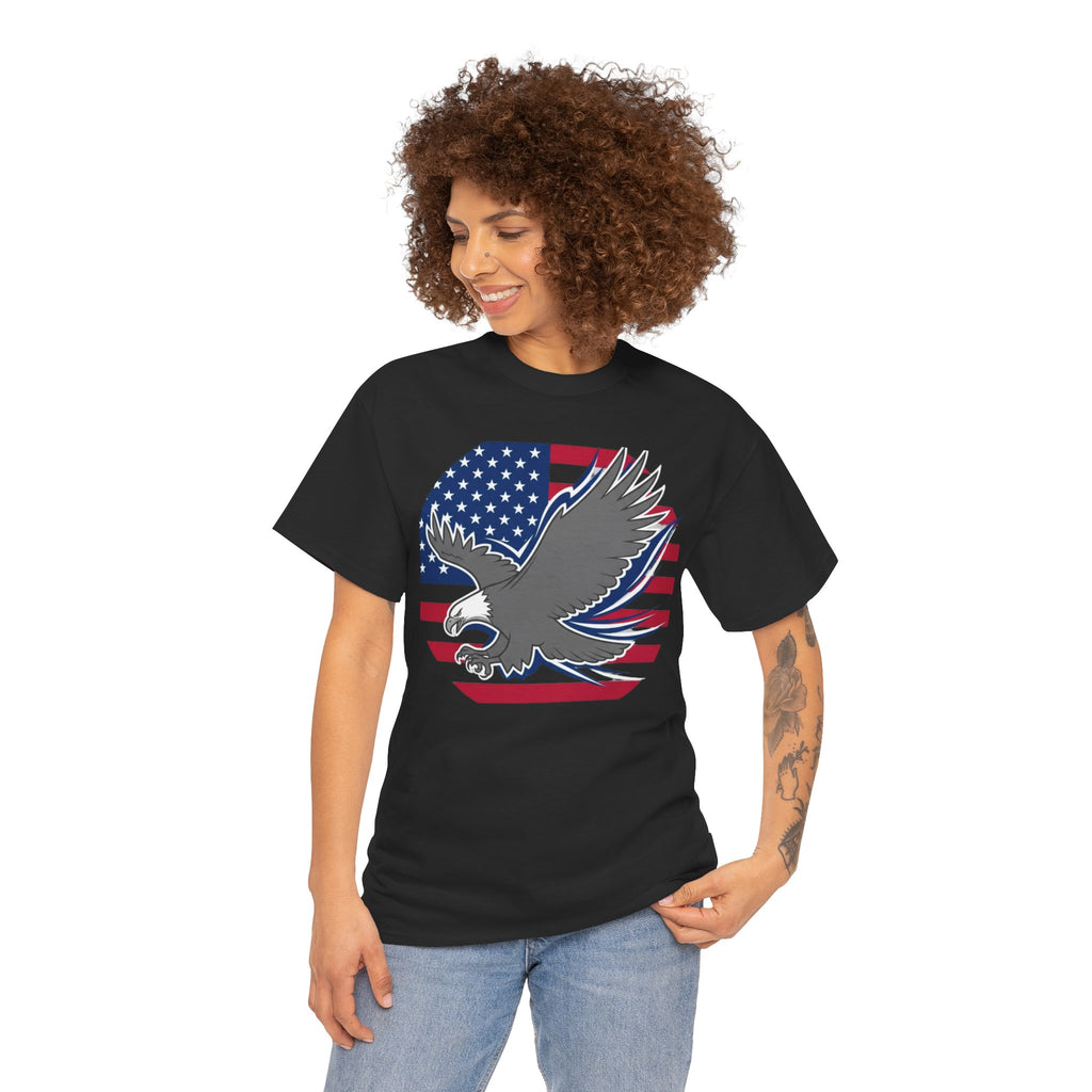 Unisex Heavy Cotton Tee — American Flag Bald Eagle