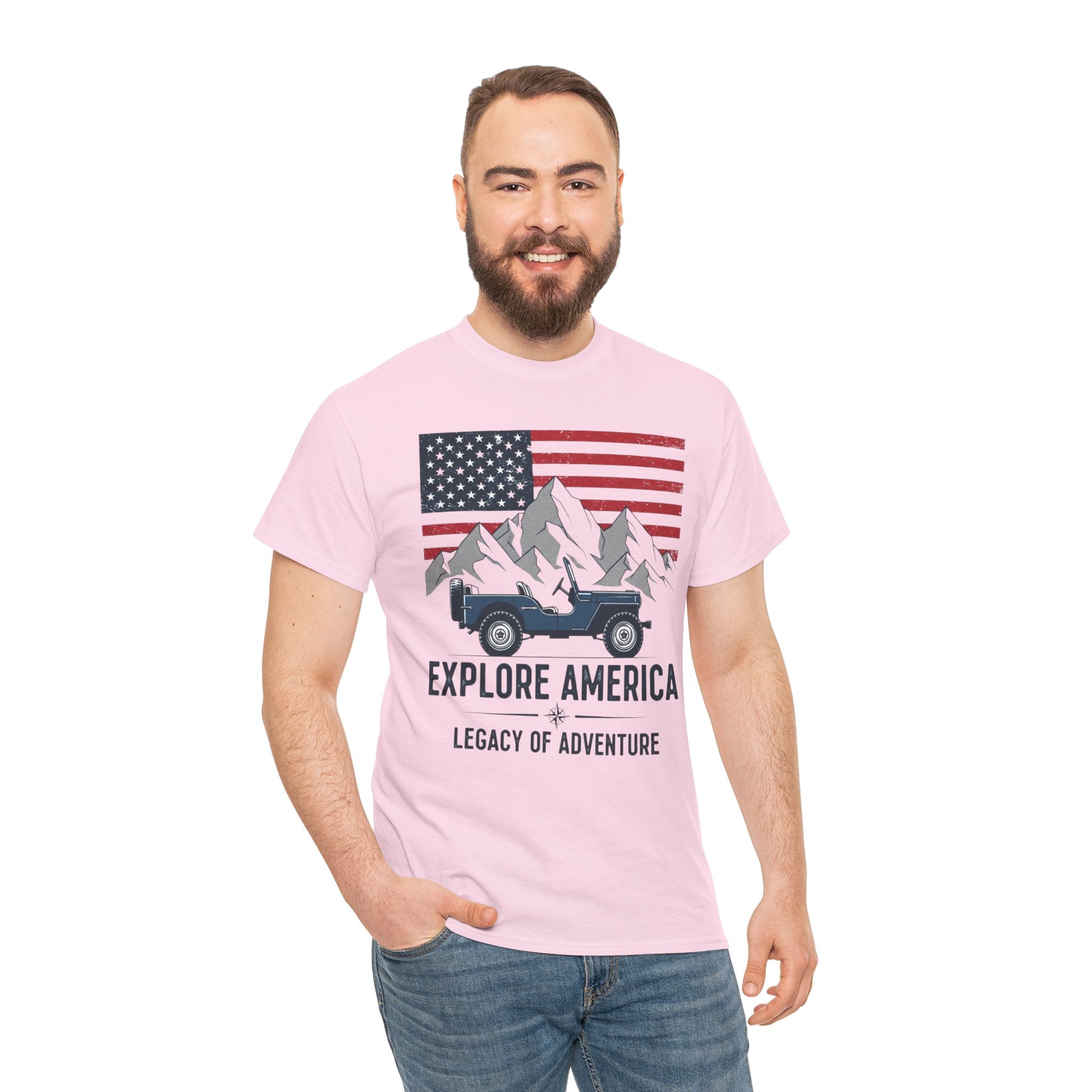Unisex Heavy Cotton Tee — Explore America: Legacy of Adventure