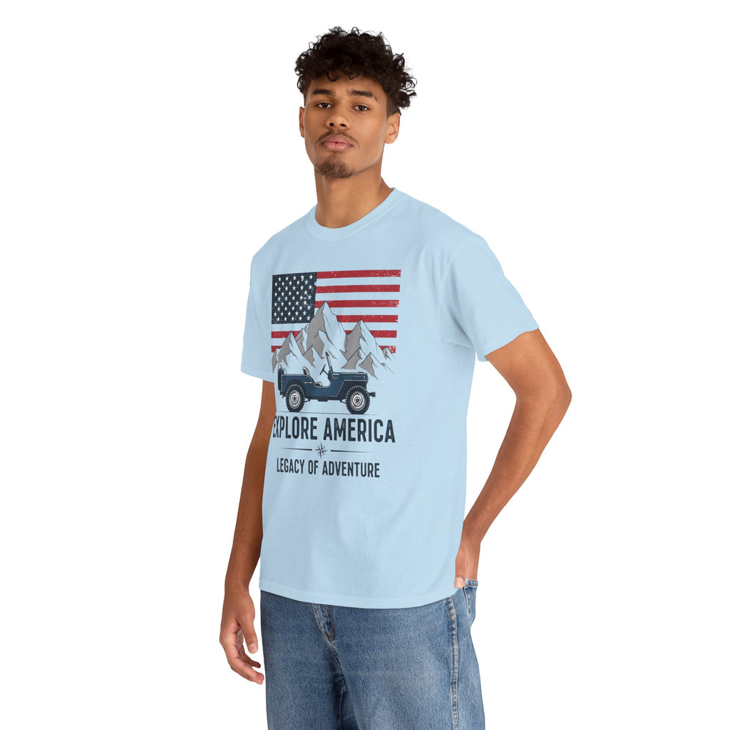 Unisex Heavy Cotton Tee — Explore America: Legacy of Adventure
