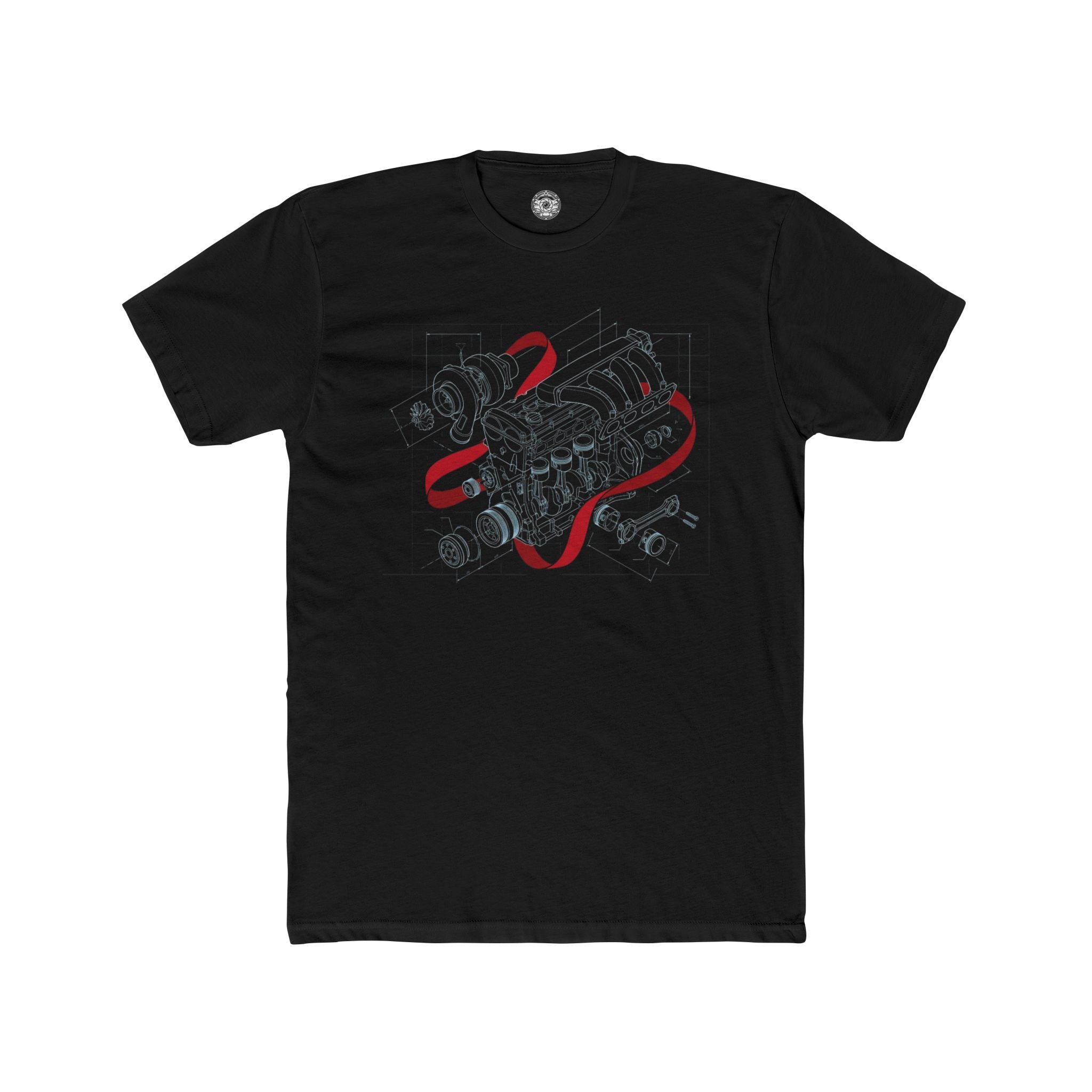 Men's Cotton Crew Tee — DAZA Engine Blueprint